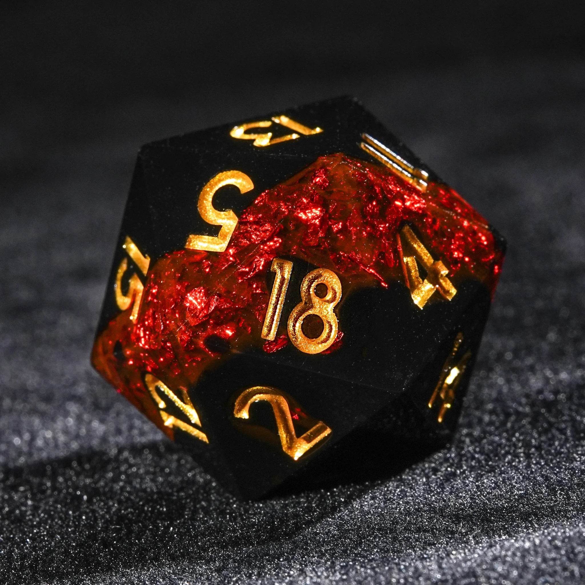 Red Galaxy Black Resin DND D20 Dice with Gold Numbers, Perfect for Tabletop Role-Playing Games | Bear Dice