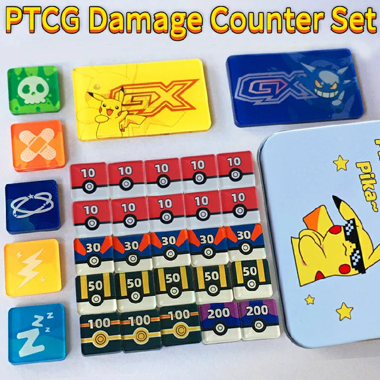 Pikachu & Gengar PTCG Damage Counter and Pokémon Token Storage Box