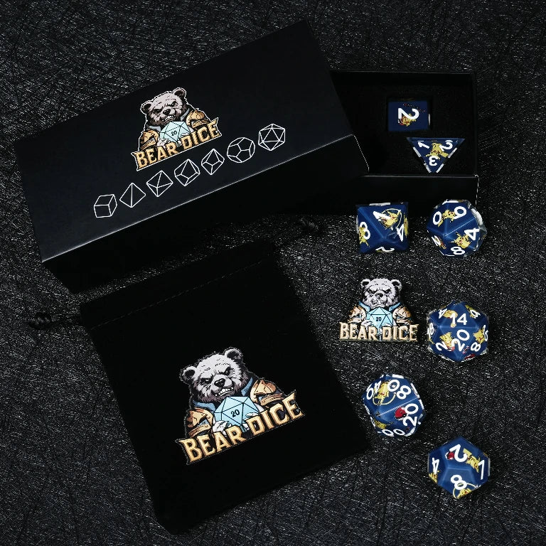 Pikachu Blue Resin Polyhedral DND Dice Set