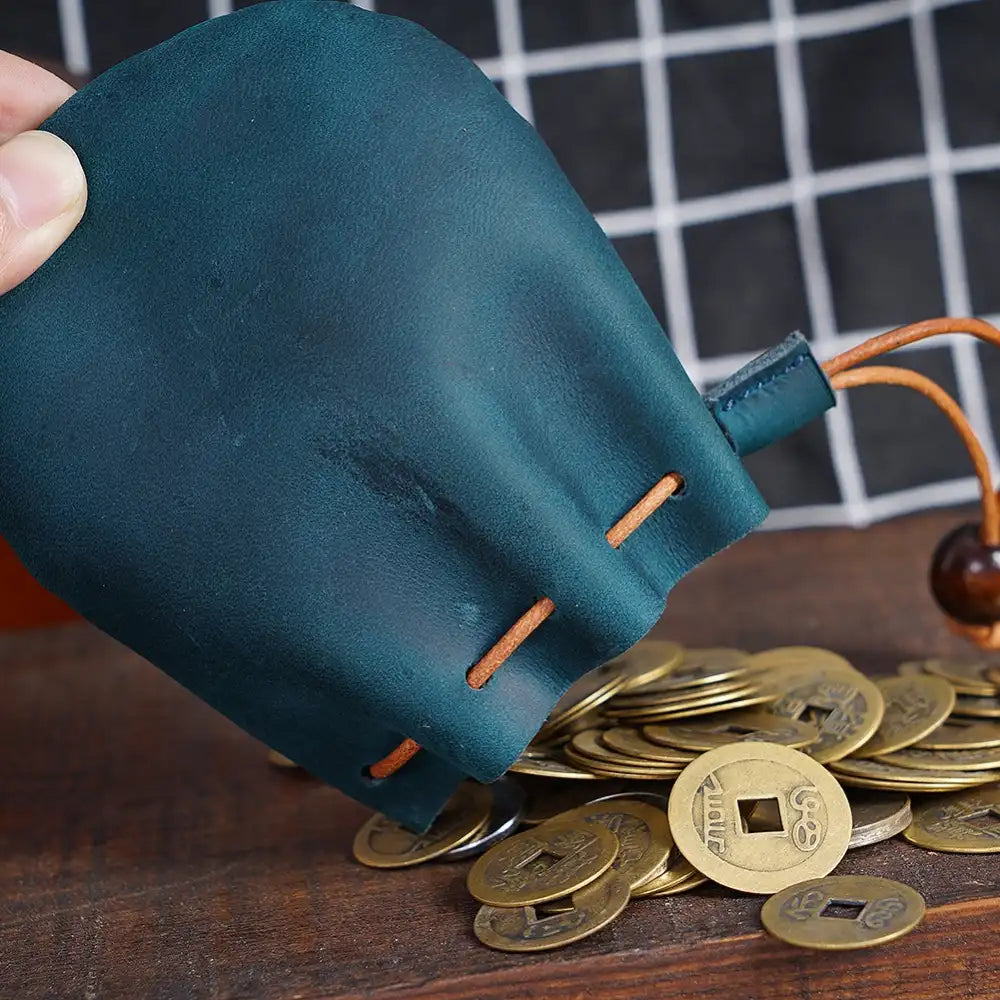 DND Dice Storage Bag in Vintage Cowhide Leather | Dungeons & Dragons Dice Bag