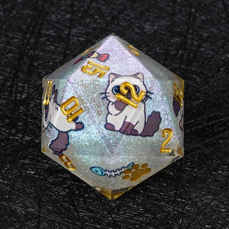 Kickstarter Dice — Ragdoll Cat Polyhedral DND Resin Dice Set