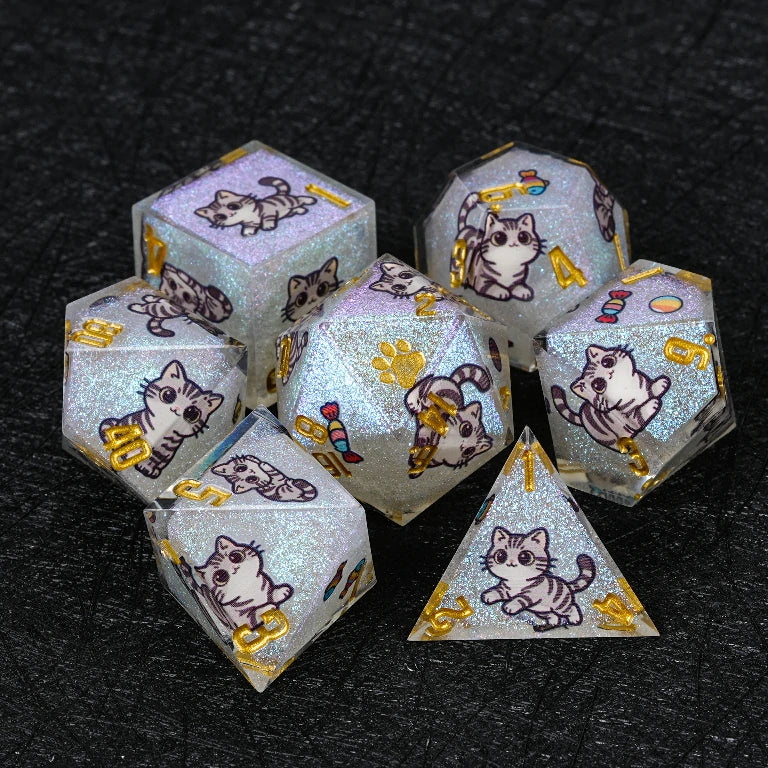 Kickstarter Dice — American Shorthair Cat Polyhedral DND Resin Dice Set