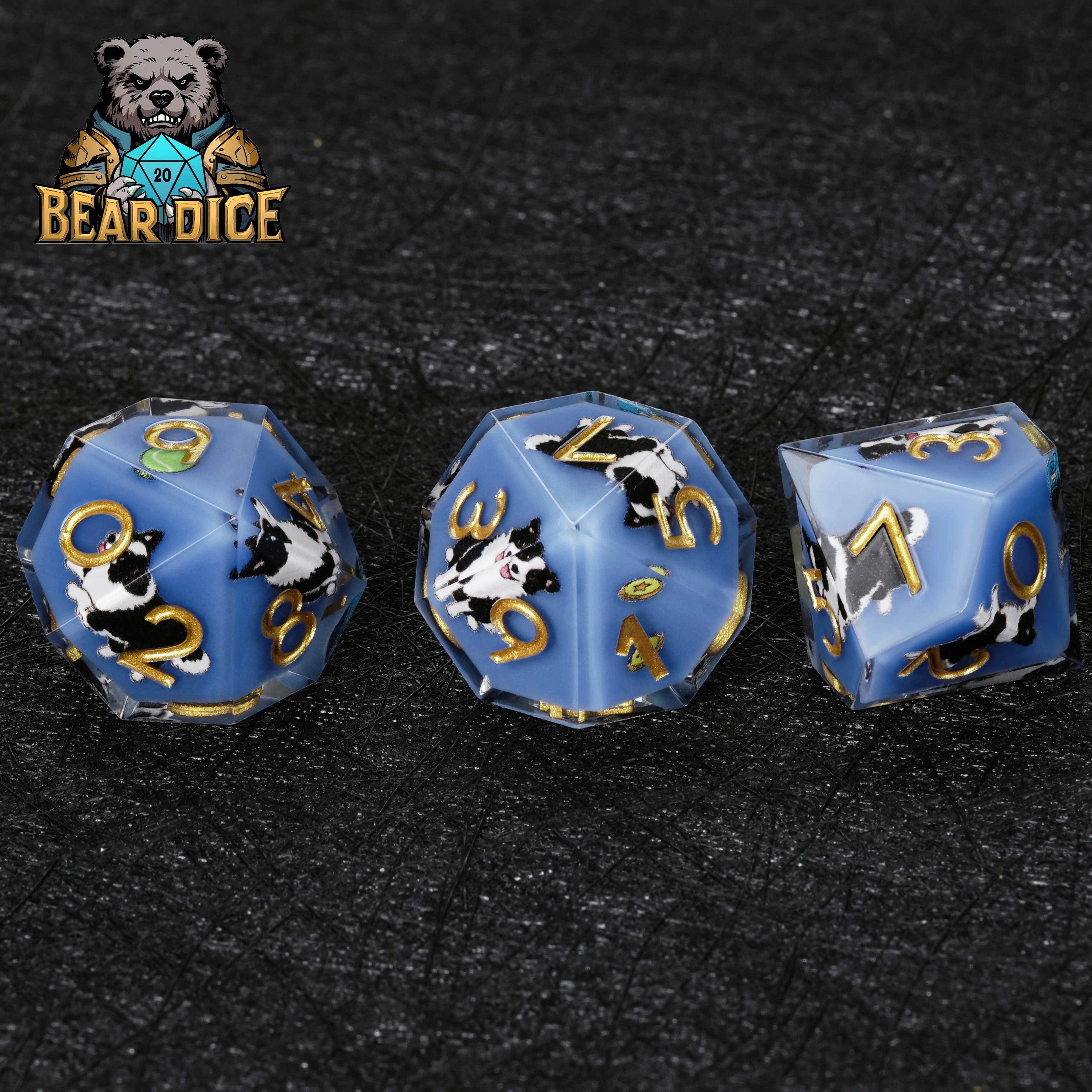 Border Collie Blue Resin D10 Dice for D&D & RPG Games