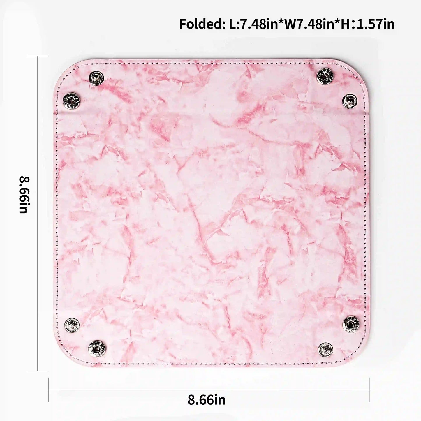 Cherry Pink Stonegrain Leather Folding Corner Dice Case Dimensions Chart | Bear Dice