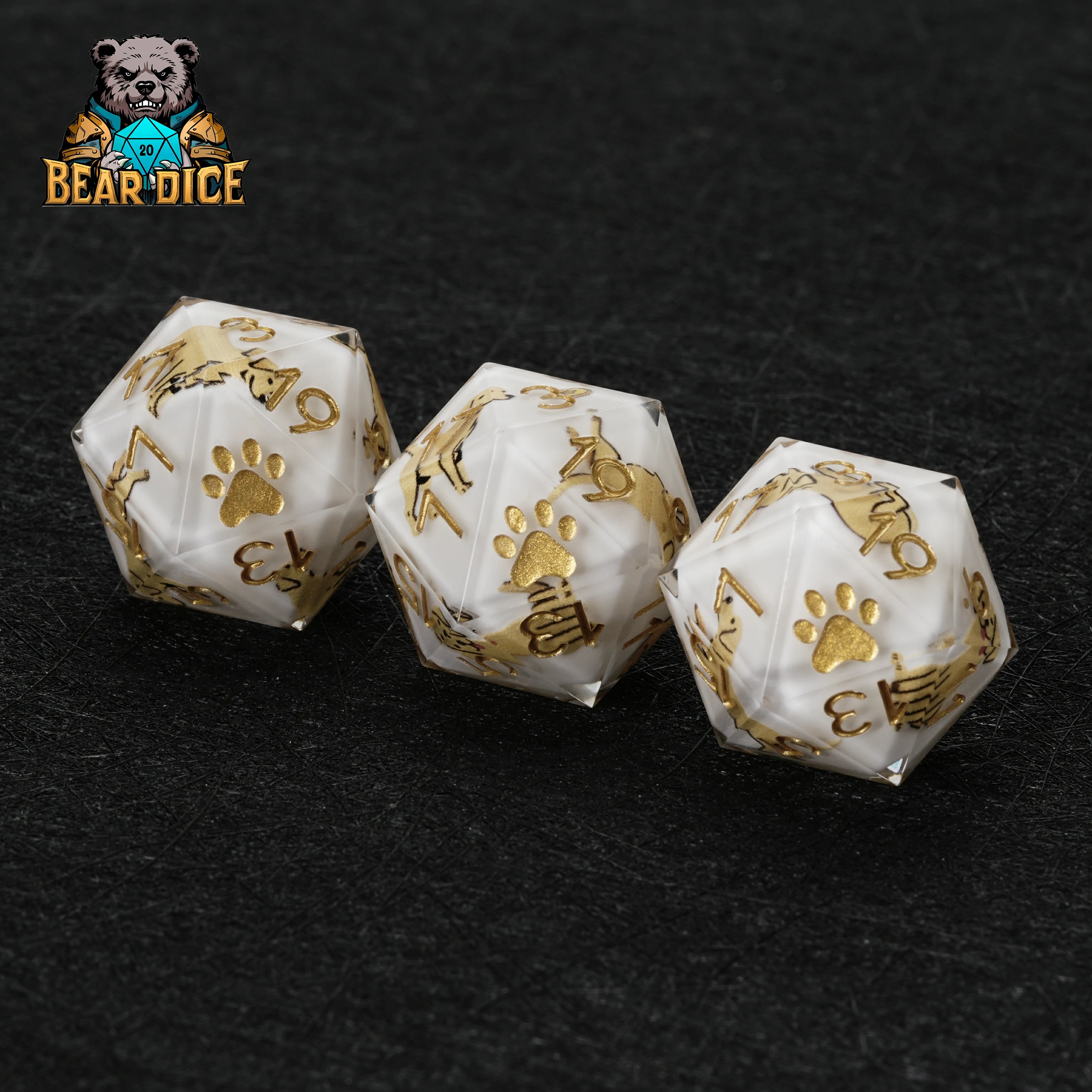 Labrador White Resin DND D20 Dice | Dog Dice for D&D RPG