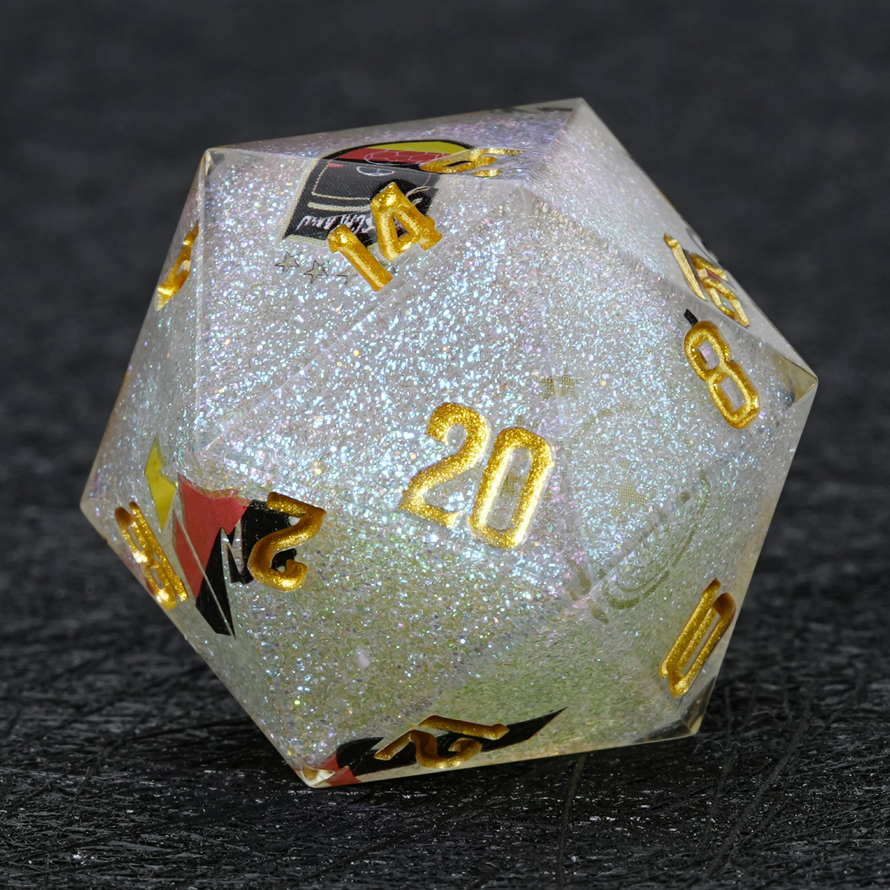 Germany Soccer DND Dice Set – World Cup Kickstarter White Glitter Resin Dice