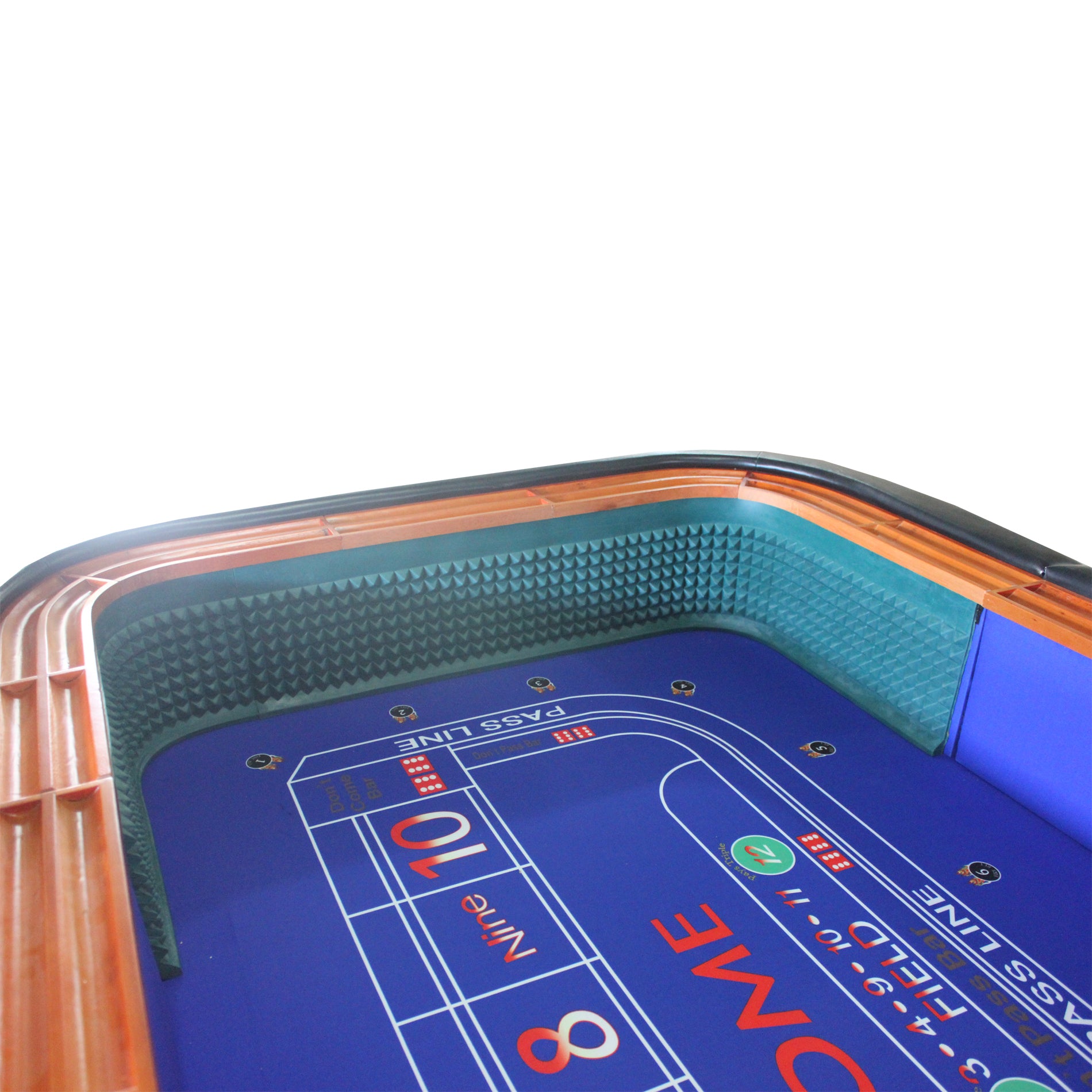 12-Inch Blue Felt Roll Dice Game Table angled view showing full table structure | Bear Dice