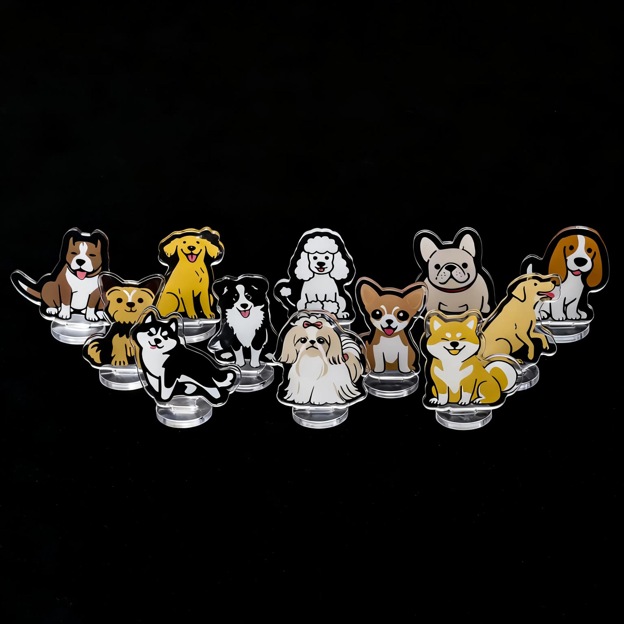 12 Adorable Puppy Breed Acrylic Standee Gift Set | Bear Dice