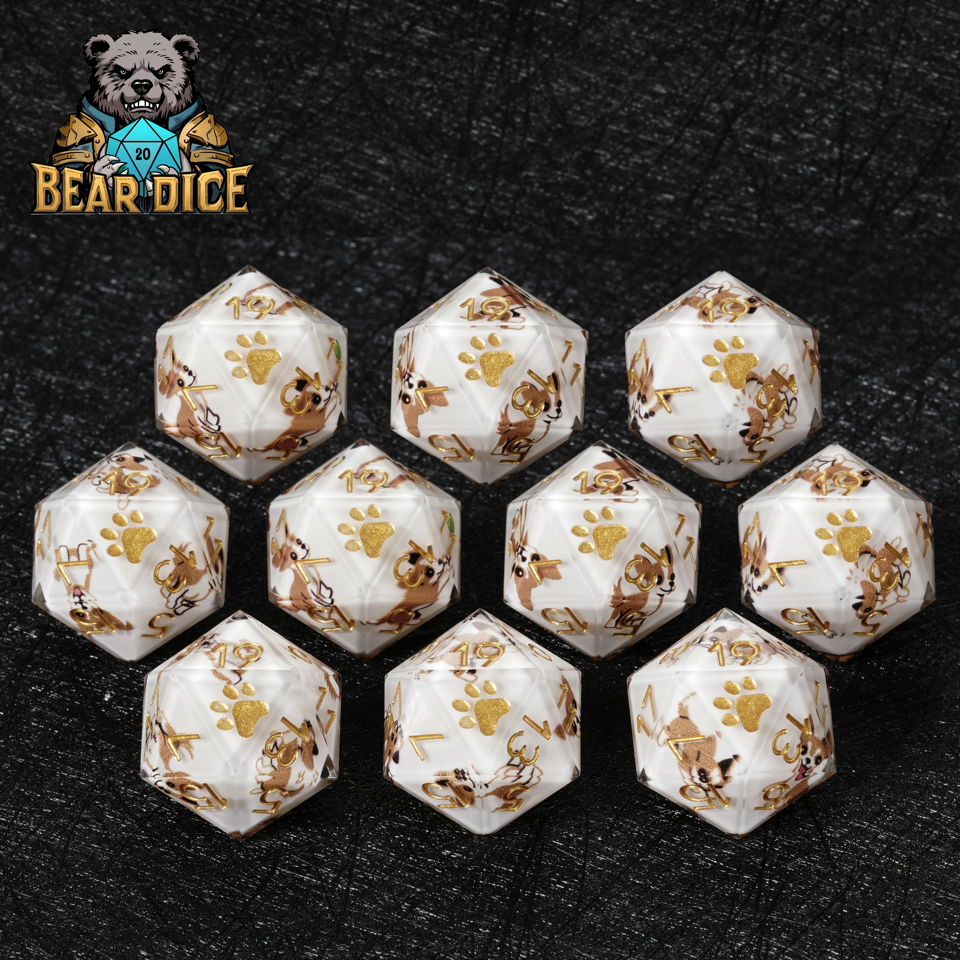 Chihuahua White Resin DND D20 Dice