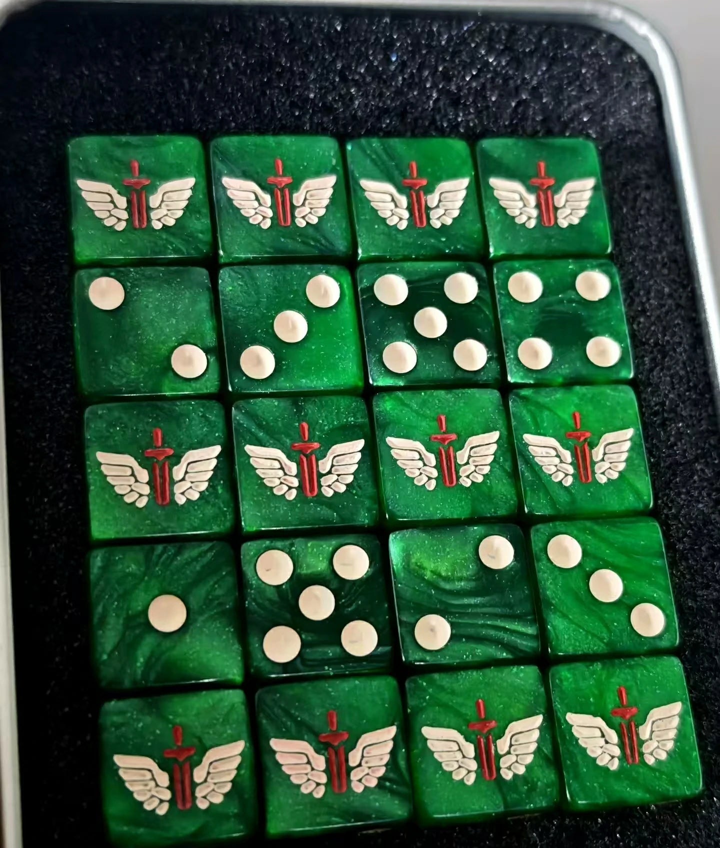 Warhammer 40K Dark Angels Green Swirl Acrylic D6 Dice | Tabletop RPG Gaming Dice