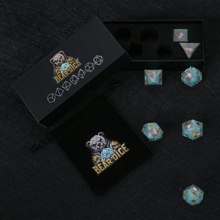 Kickstarter Dice — Siberian Cat Polyhedral DND Resin Dice Set