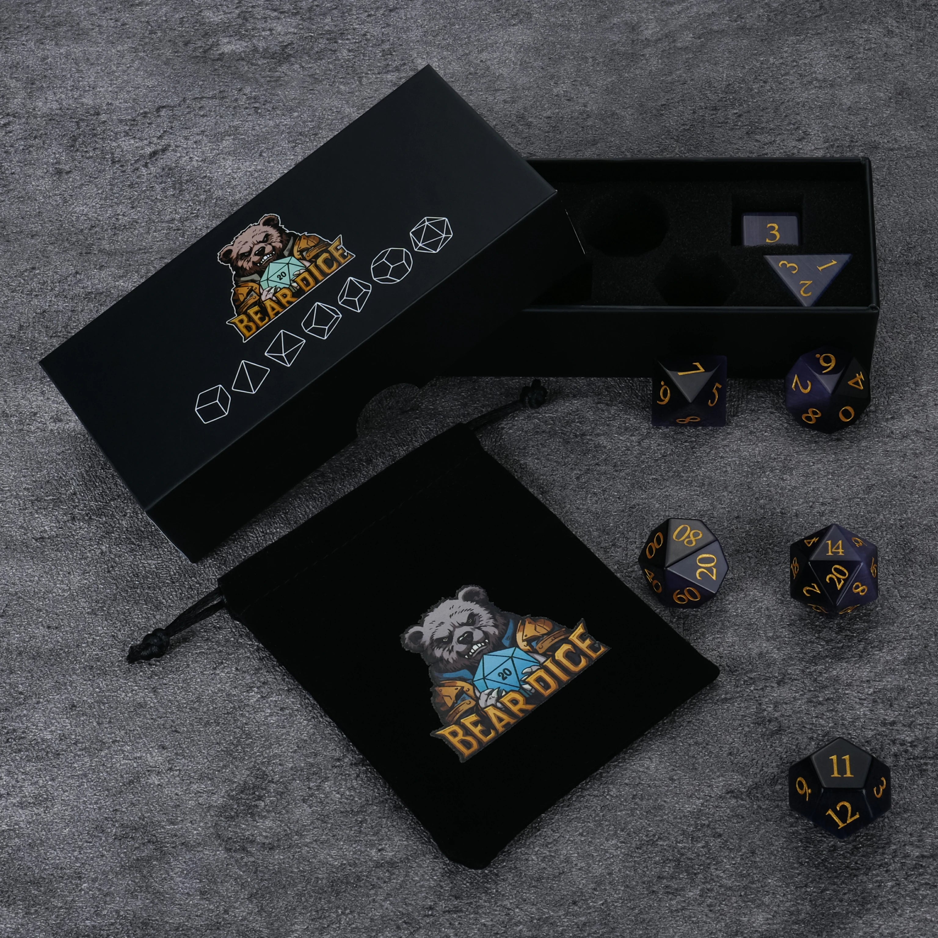 Deep Amethyst Gemstone Dice Set