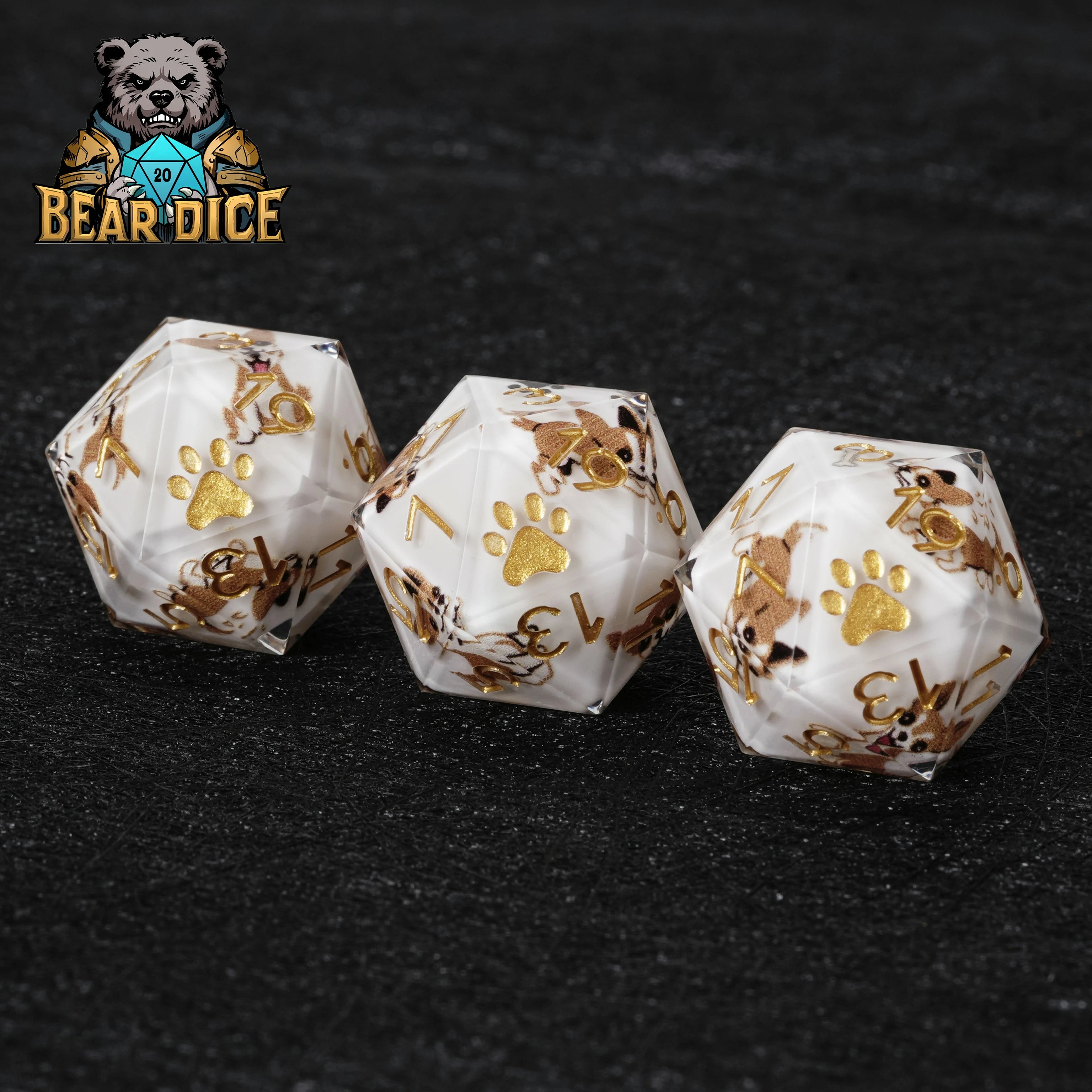 Chihuahua White Resin DND D20 Dice