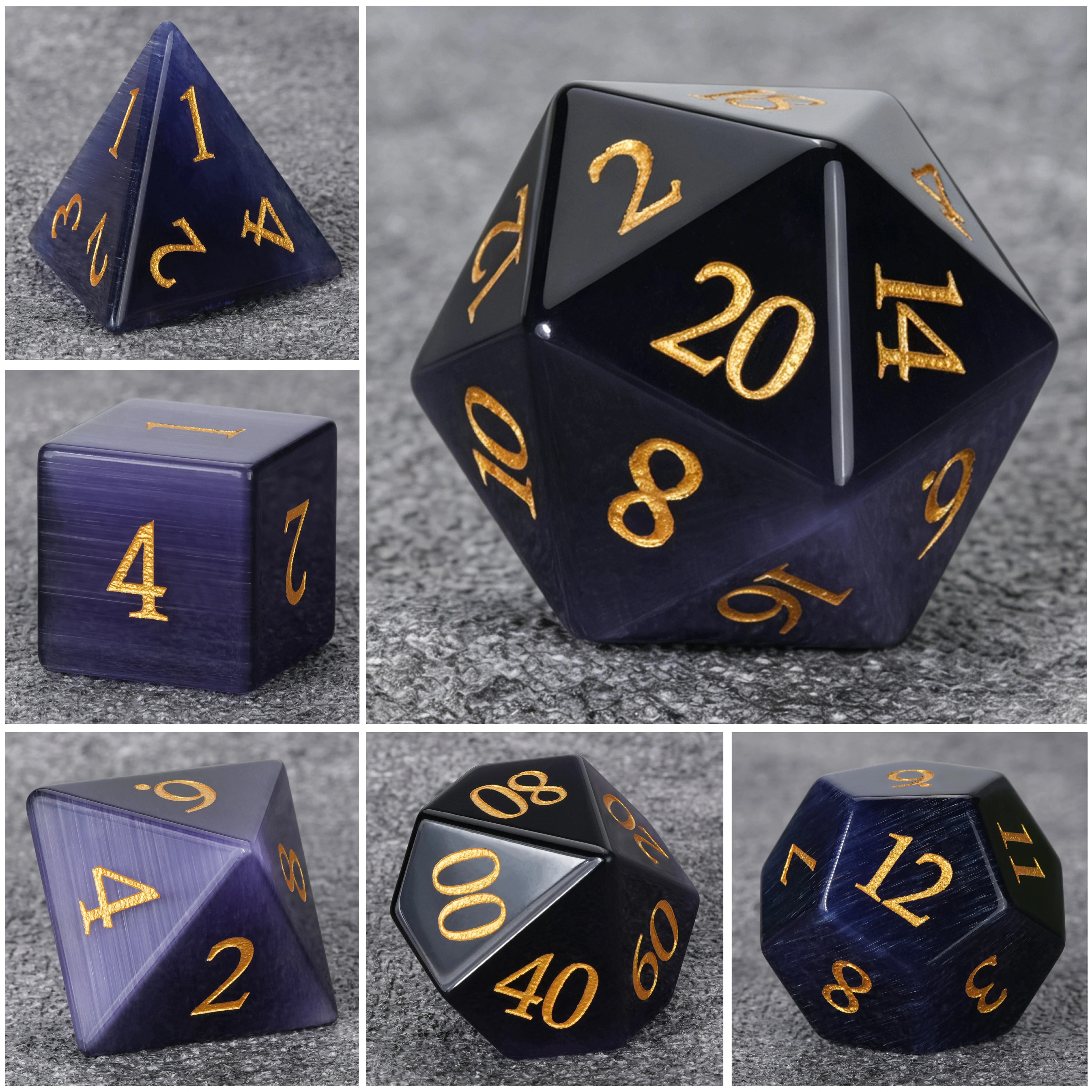 Deep Amethyst Gemstone Dice Set