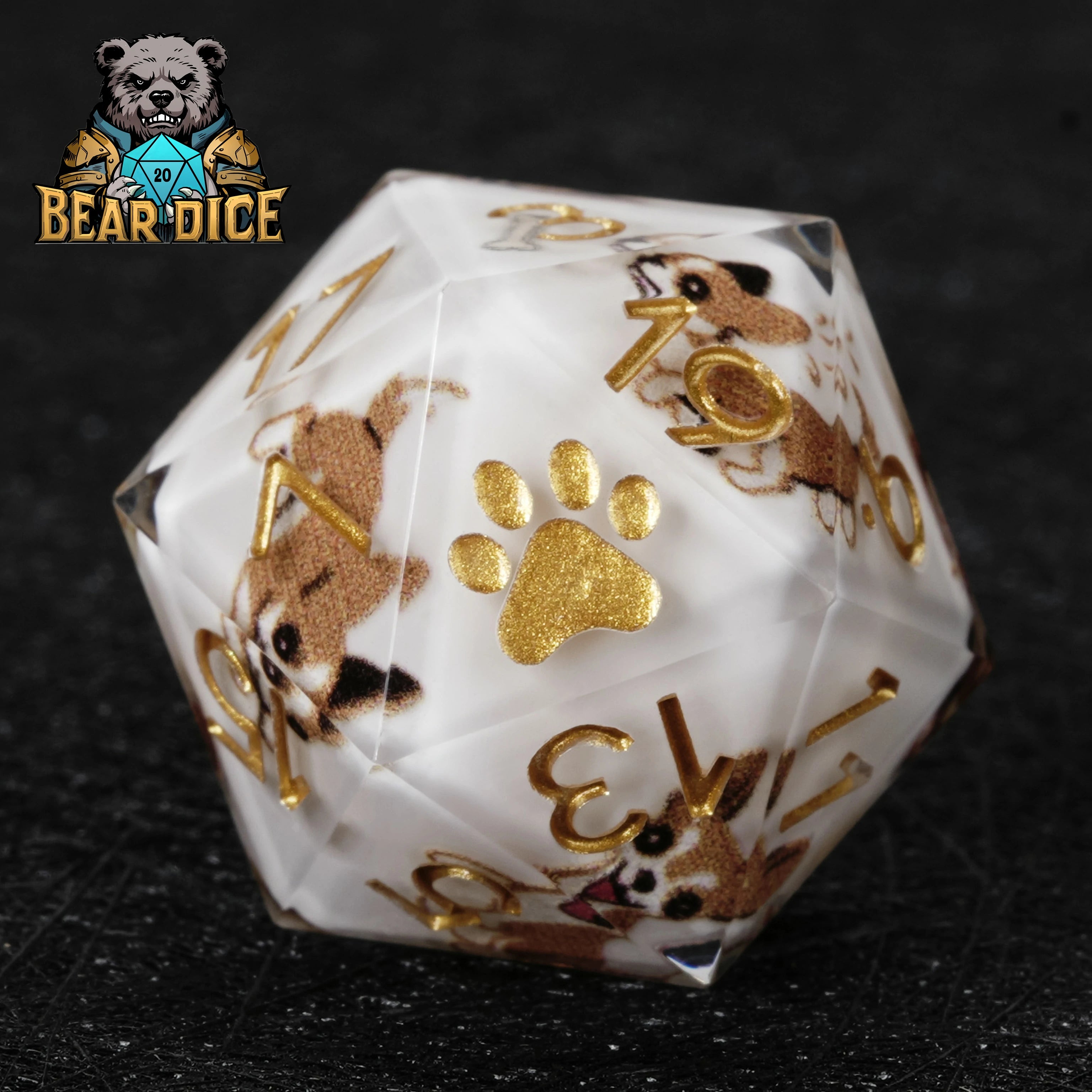 Chihuahua White Resin DND D20 Dice