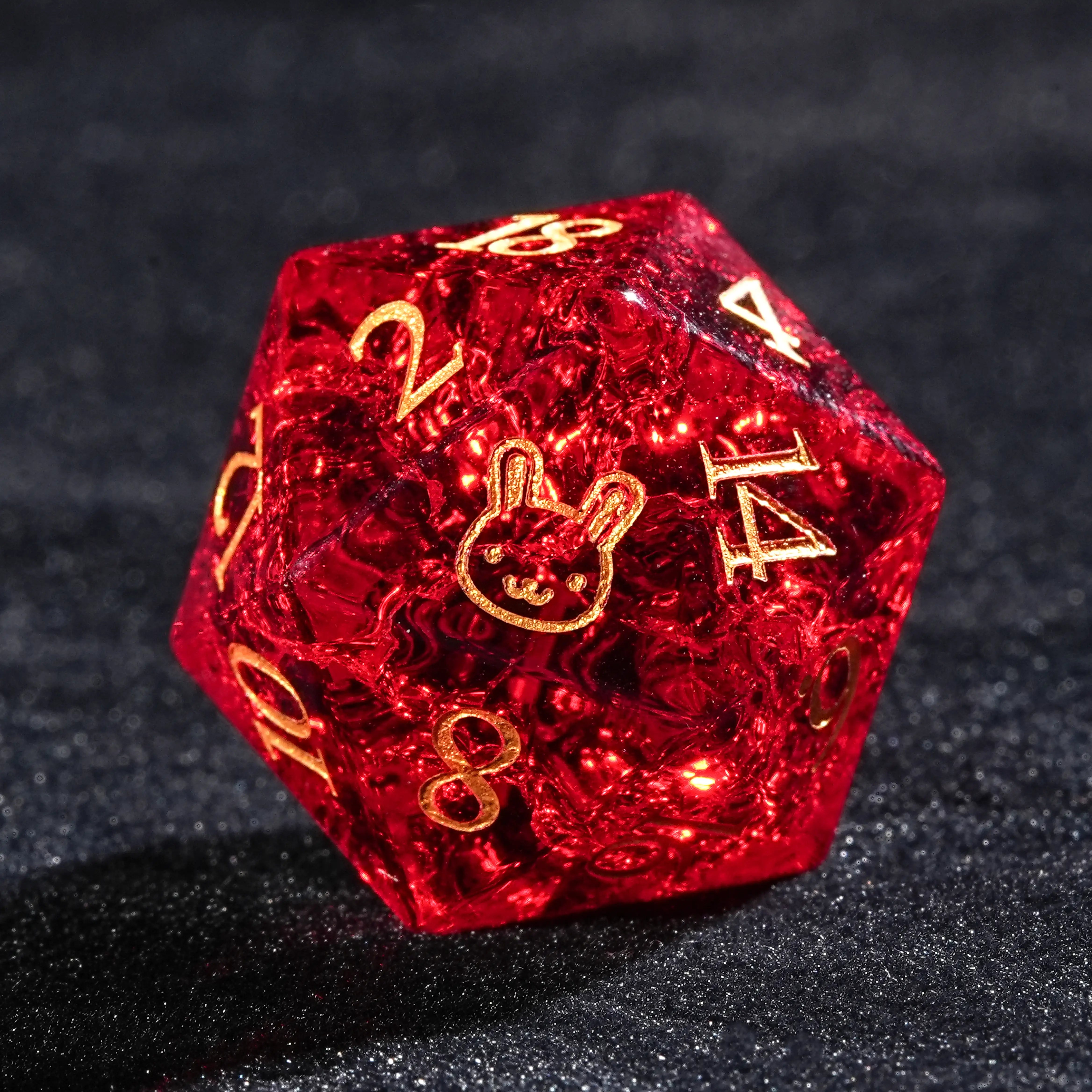 Bunny Pattern Glass Gemstone D&D D20 Dice Easter Must Have Red Dice | Bear Dice