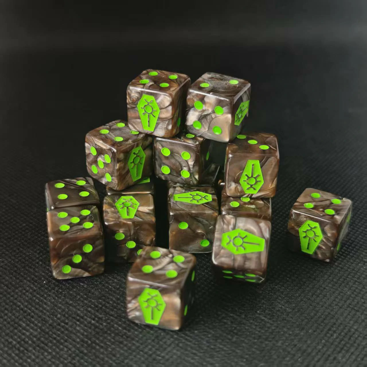 Warhammer 40K Necrons Brown Swirl Acrylic D6 Dice | Tabletop RPG Gaming Dice