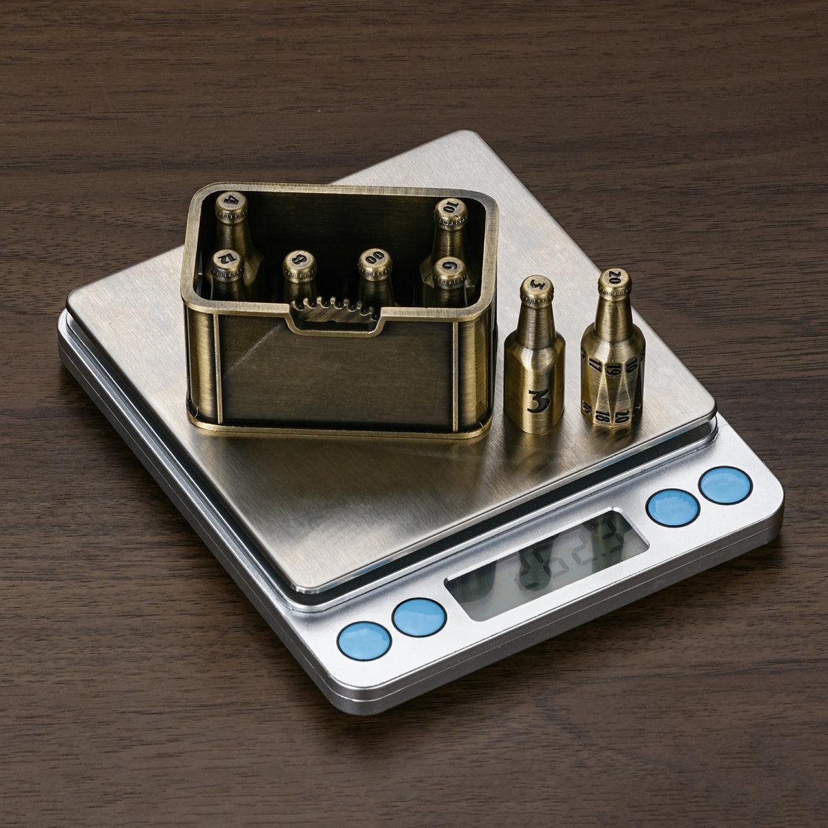 Kickstarter Dice - Unique Electroplated Metal Beer Bottle Dice Set
