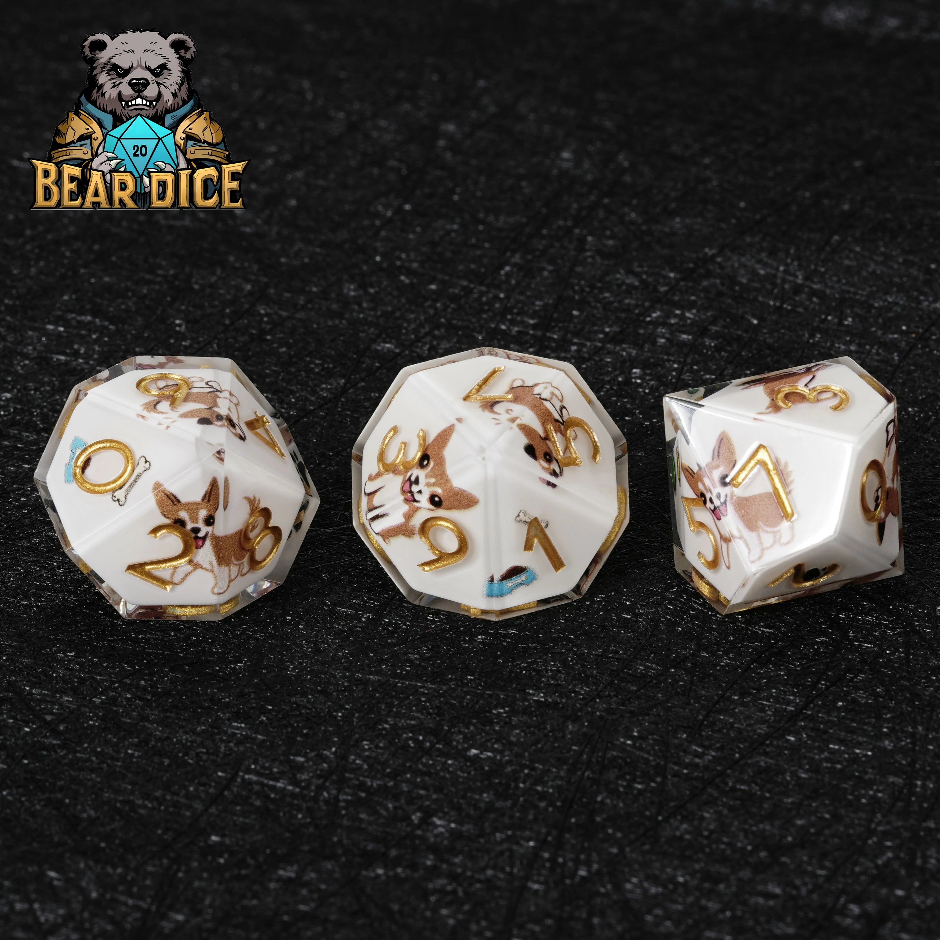 Chihuahua White Resin DND D10 Dice