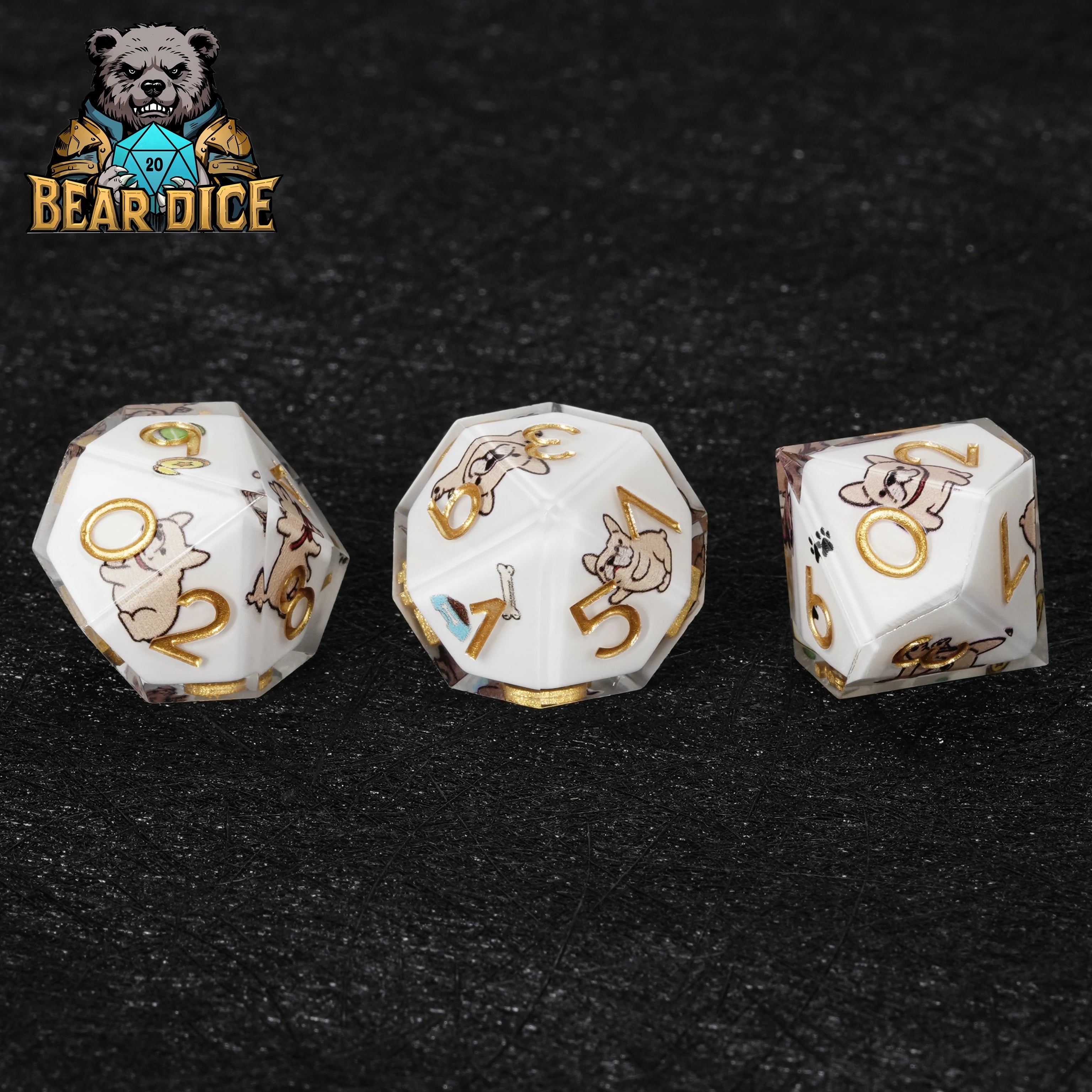 Bulldog White Resin D&D D10 Dice | Single Ten-Sided Die for RPG