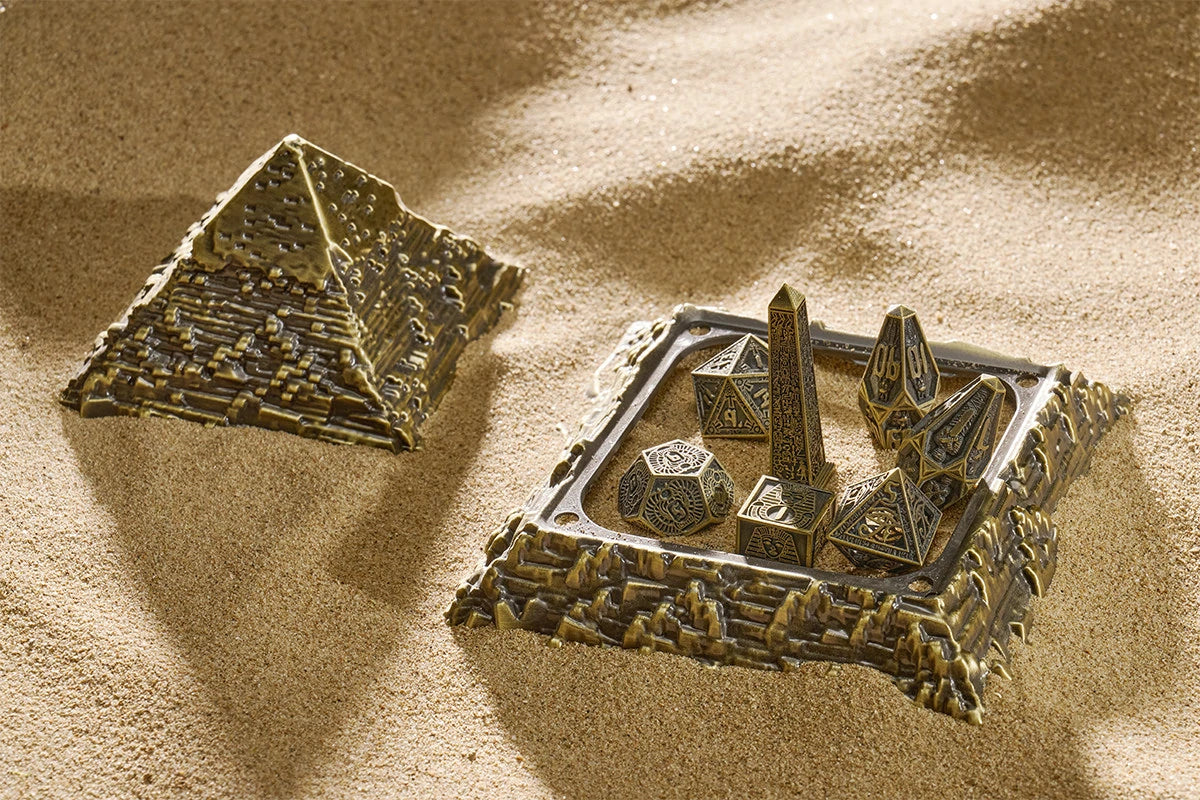 Legacy of the Pharaoh Unique Retro Metal Dice Set – Ancient Egypt RPG Dice
