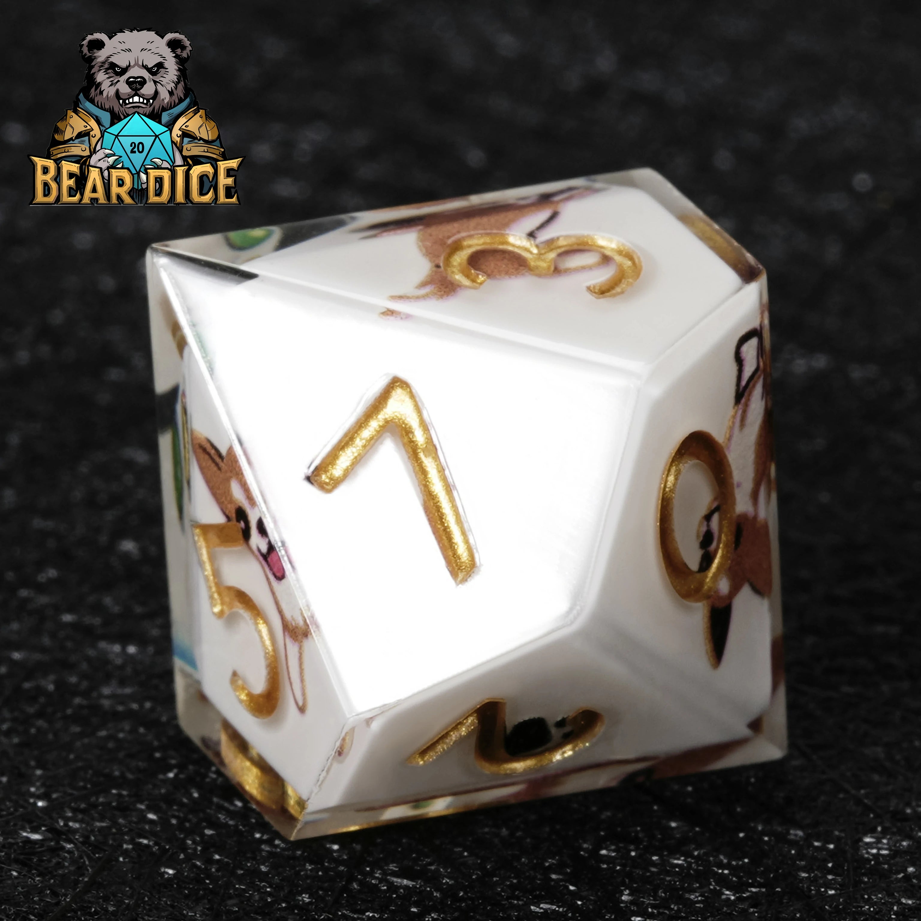 Chihuahua White Resin DND D10 Dice