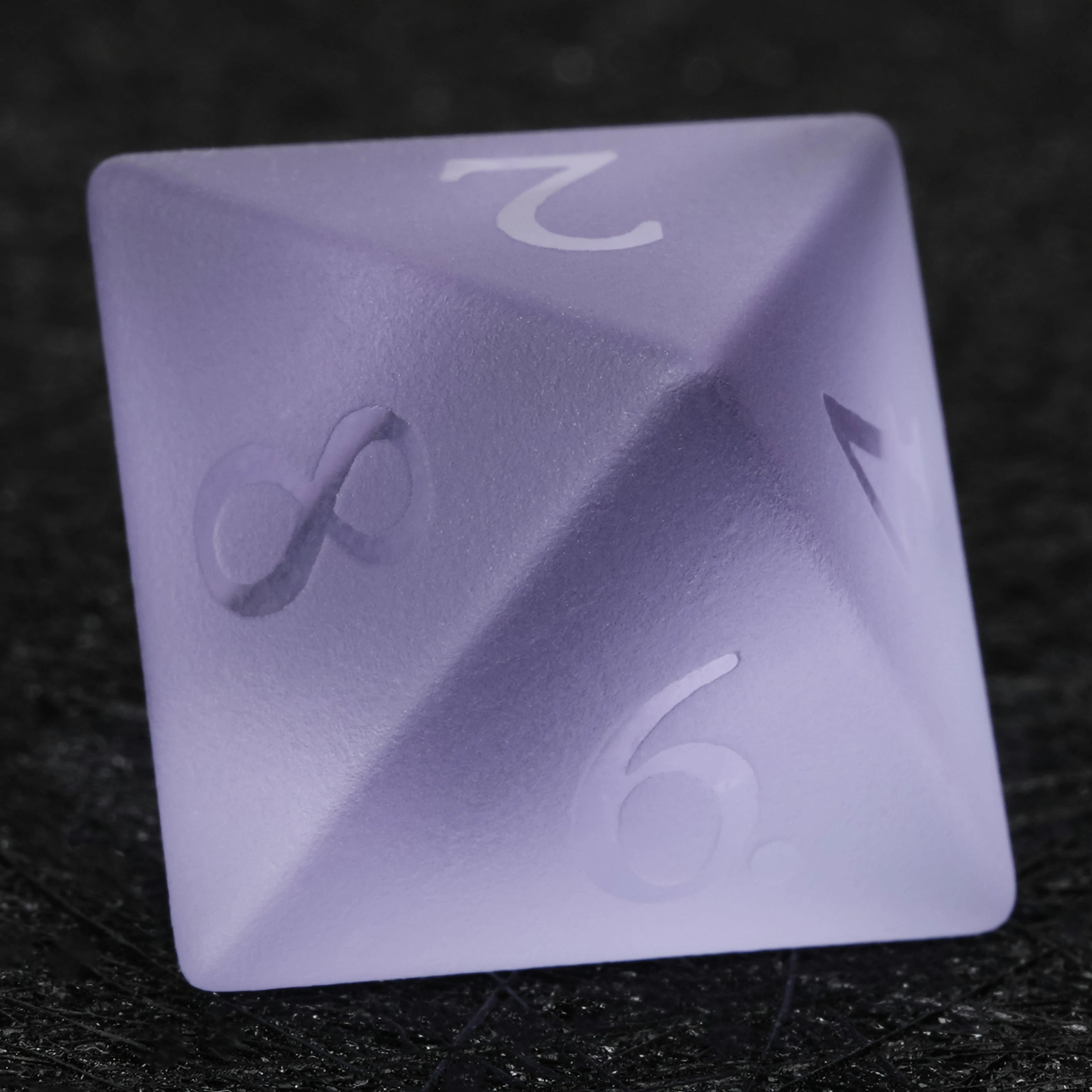 Frosted Amethyst Glass Dice Set