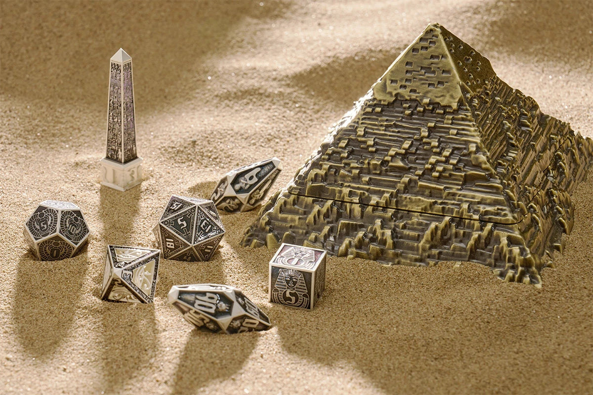 Legacy of the Pharaoh Unique Retro Metal Dice Set – Ancient Egypt RPG Dice