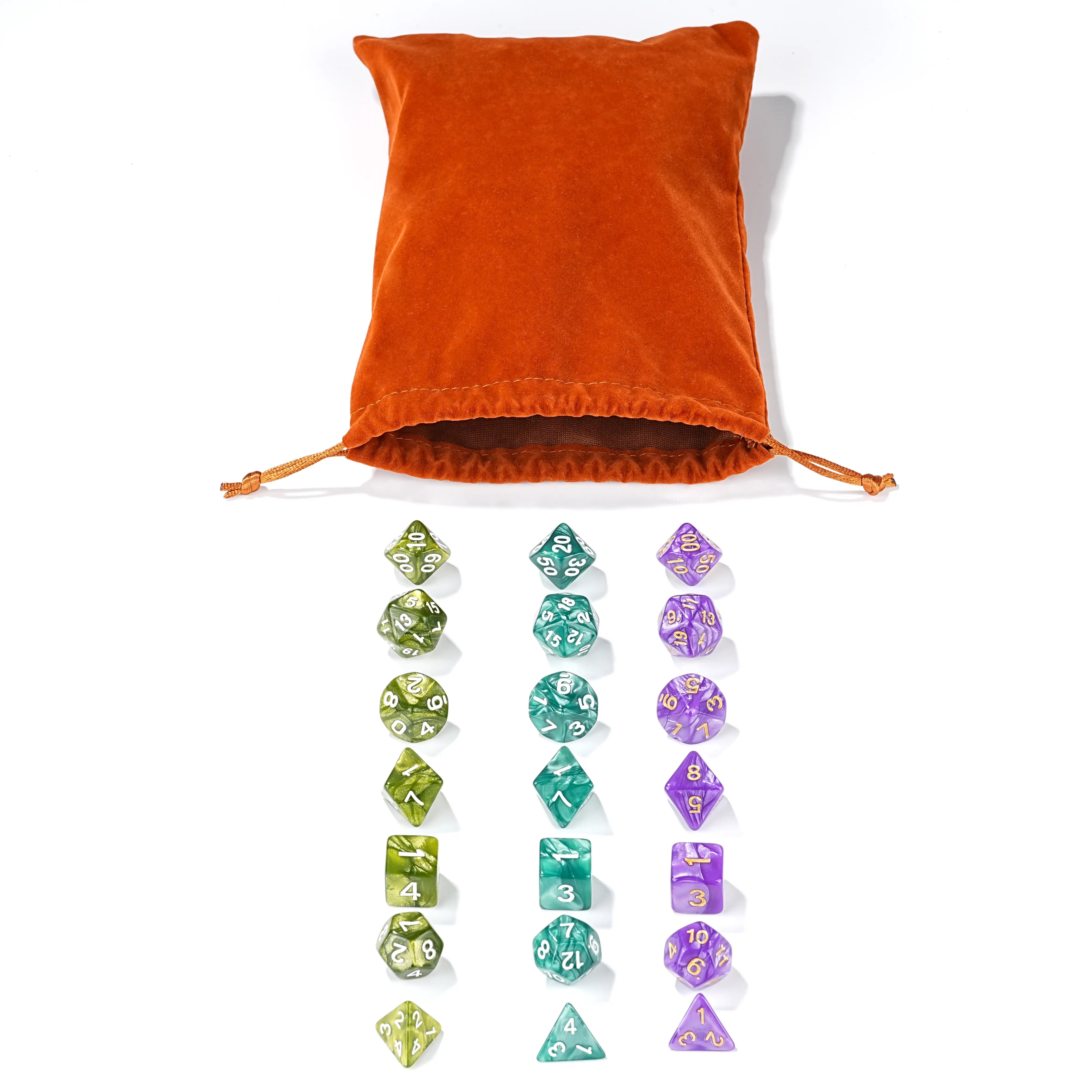 Mystery Surprise DND Dice Set - 3-Piece Multi-Sided Acrylic RPG Dice Set + Dice Bag | Bear Dice
