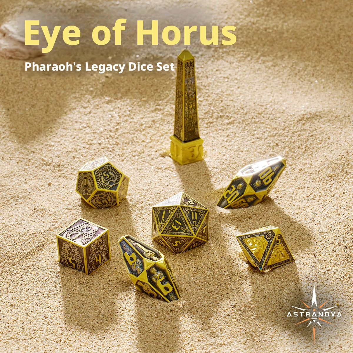 Legacy of the Pharaoh Unique Retro Metal Dice Set – Ancient Egypt RPG Dice