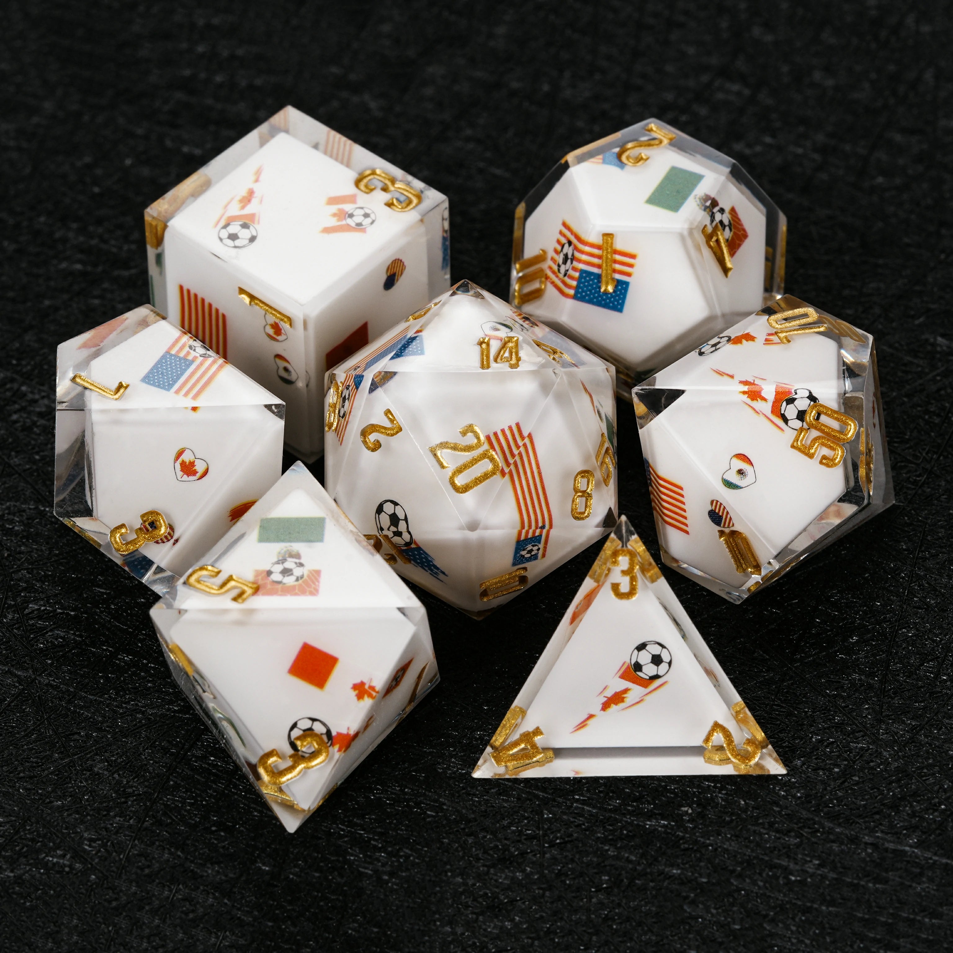 World Cup DND Resin Dice Set – USA Canada Mexico Kickstarter Edition