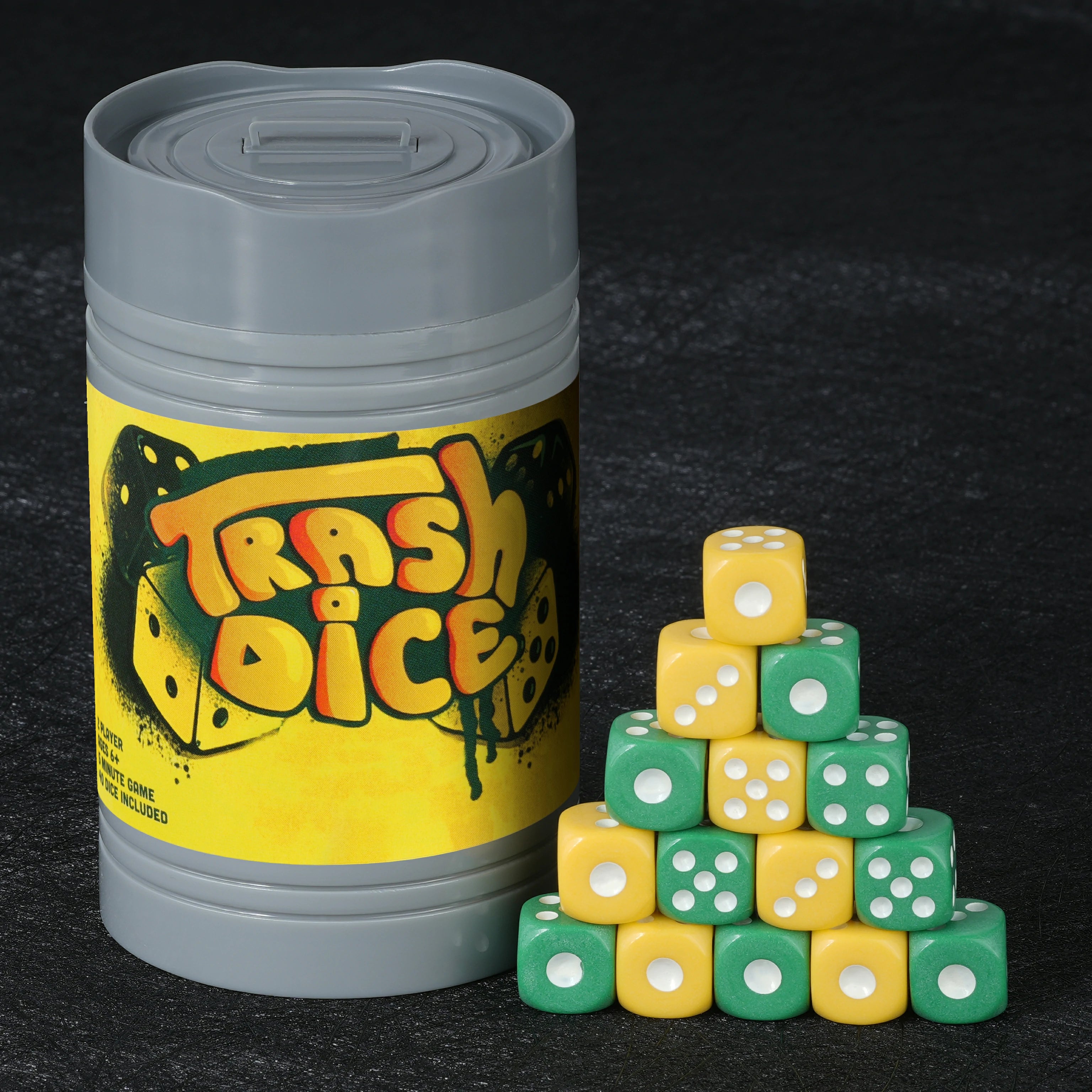 "Trash Can" Dice Game Acrylic D6 Dice – Fun Party Game Set