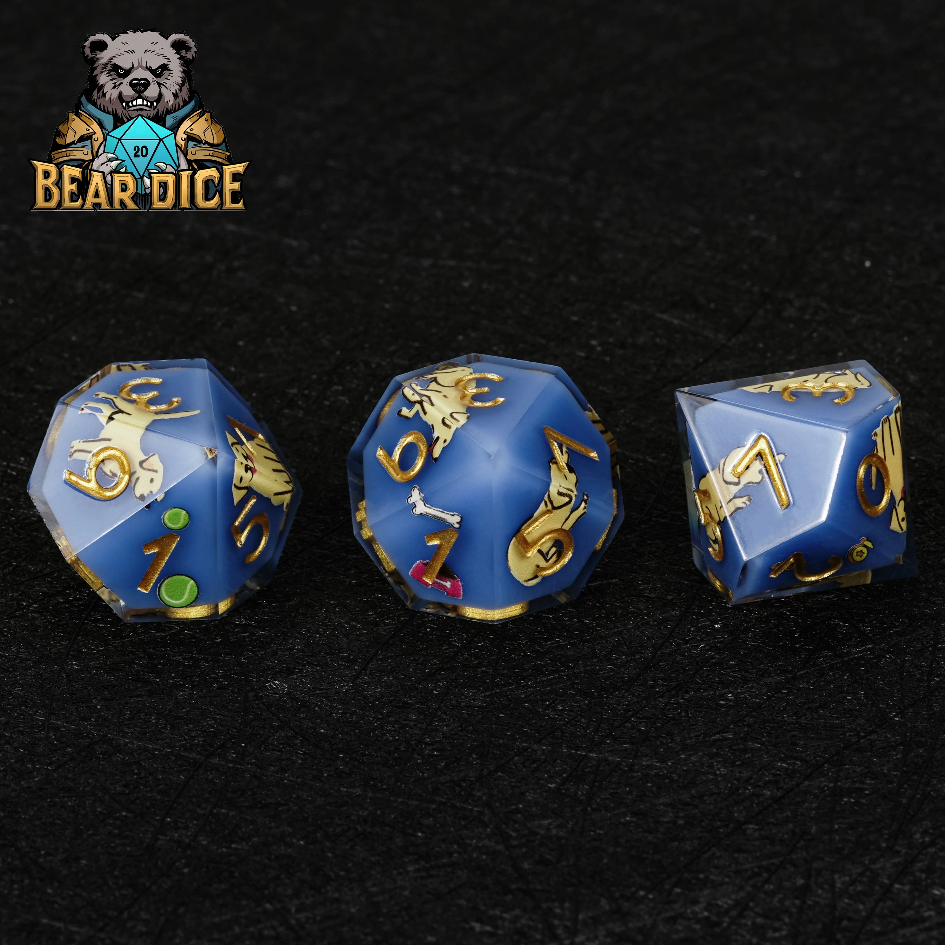 Labrador Blue Resin DND D10 Dice | Animal-Inspired Polyhedral for D&D RPG