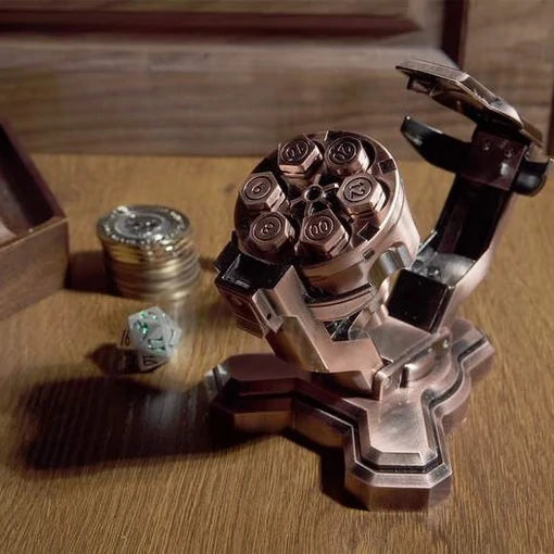 Cool Bullet Dice Set with Revolver-Cylinder Case | Metal RPG Dice