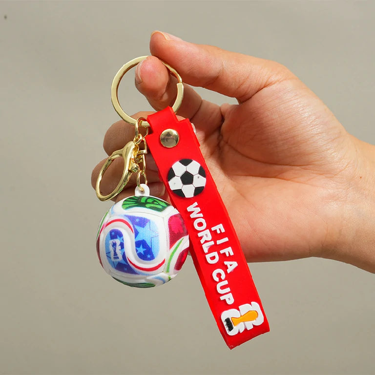 2026 World Cup Soccer Pendant Keychain – Red Leather Cord