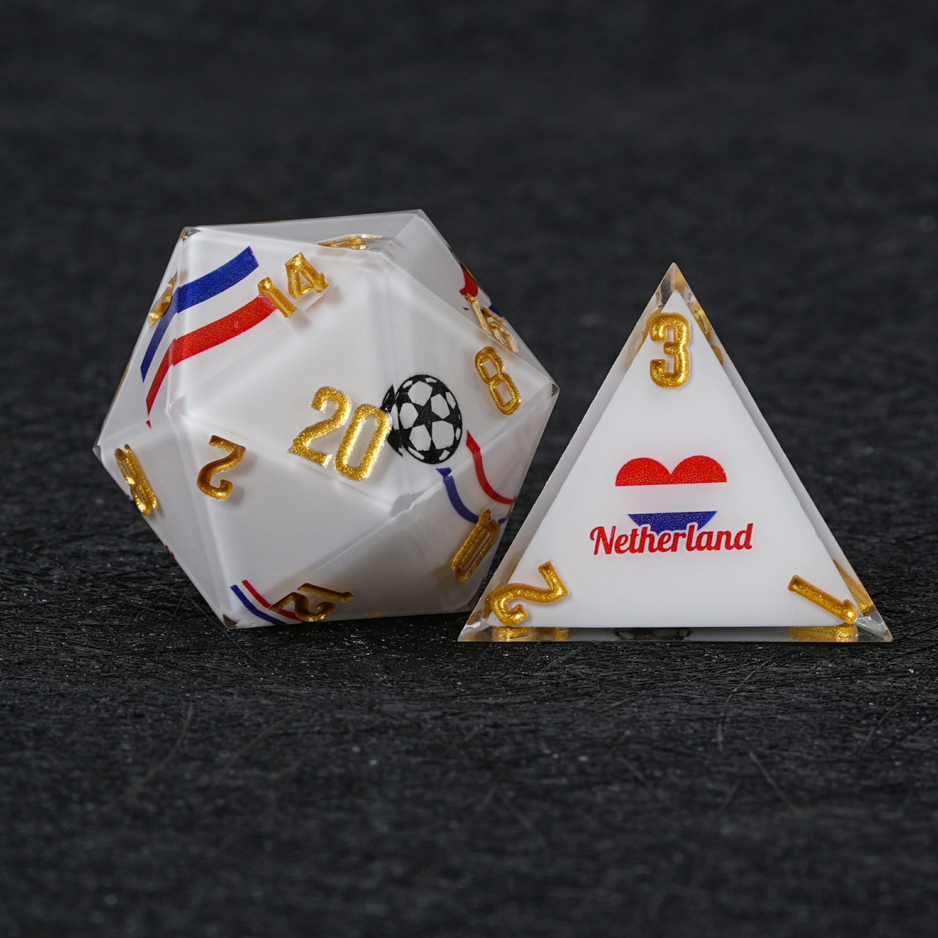 Netherlands Football DND Dice Set – World Cup Kickstarter Resin Dice