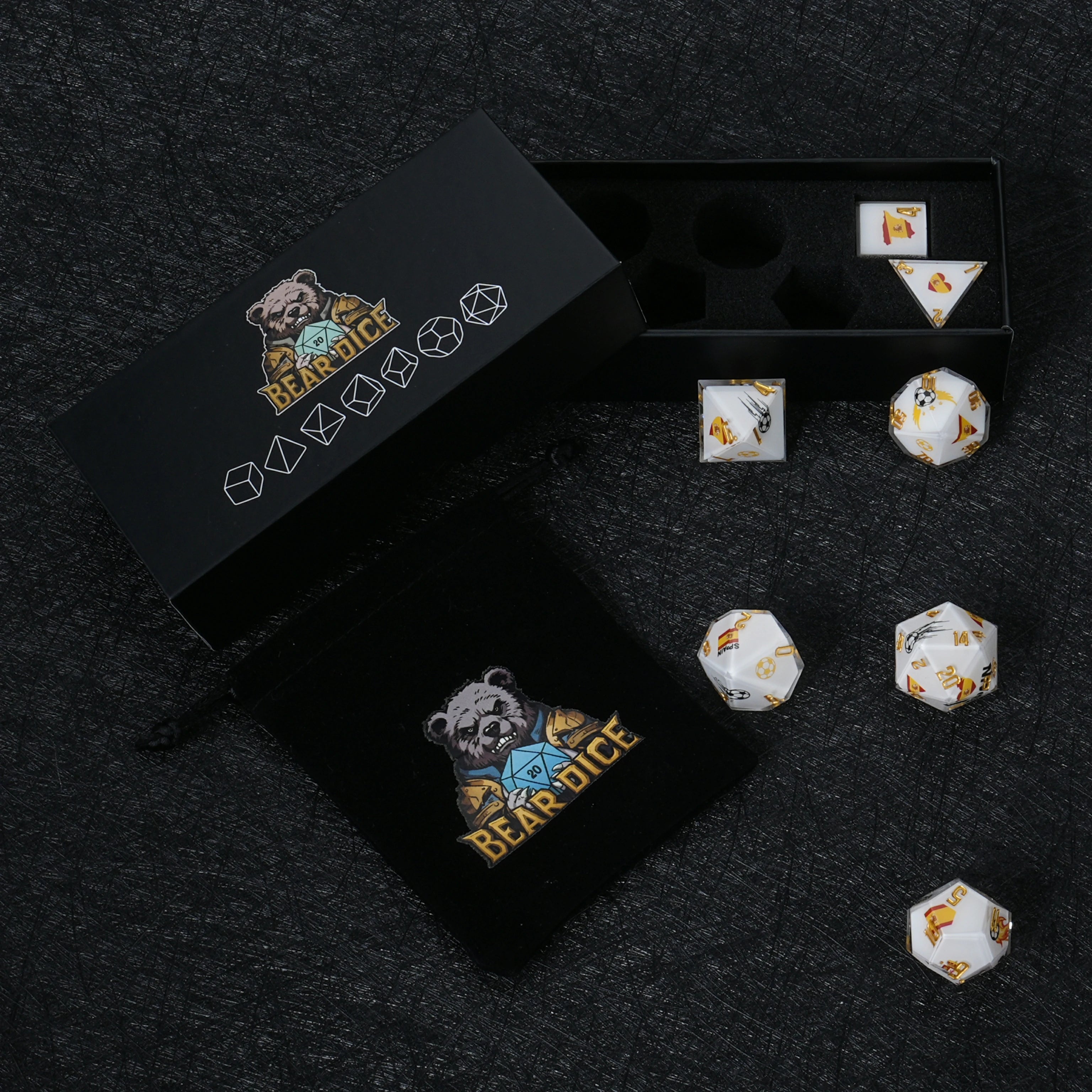 Spain Soccer Resin DND Dice Set – World Cup Kickstarter Edition