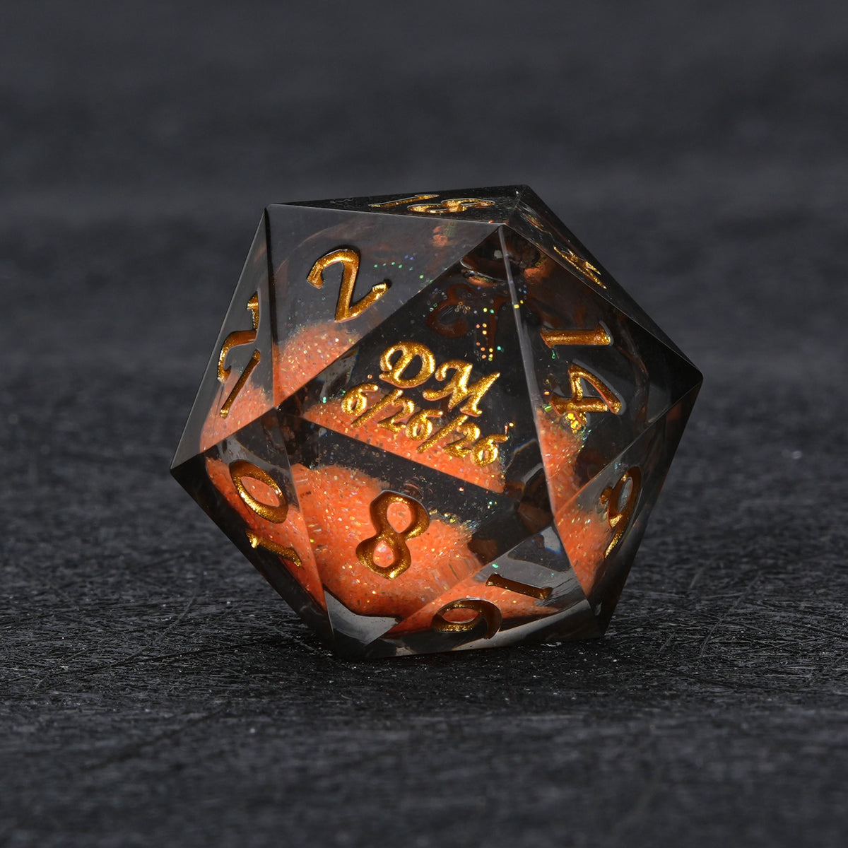 Custom Liquid Core Resin D20 Dice | Personalized Text & Designs