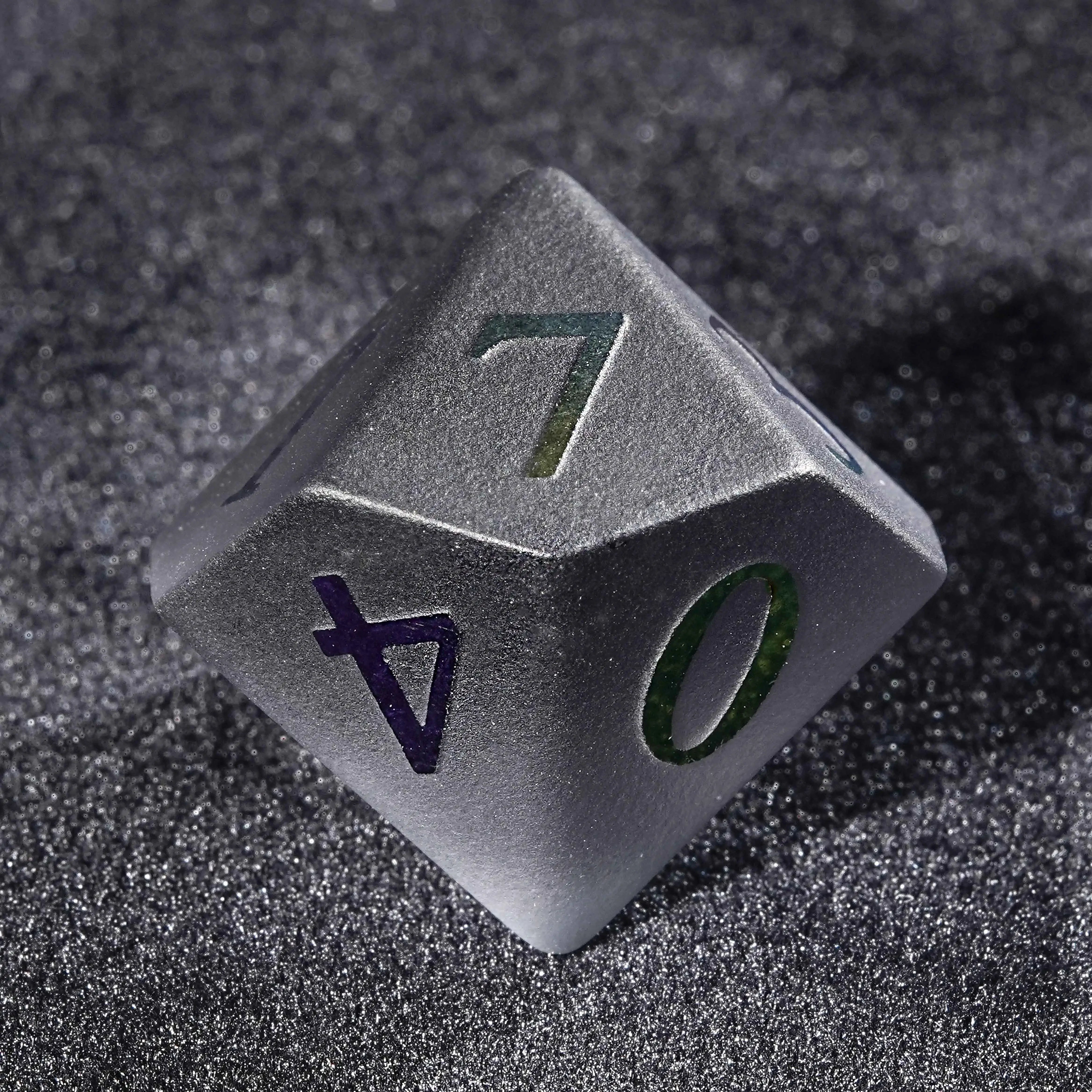 Frosted Grey Gemstone Dice Set with Colored Numbers