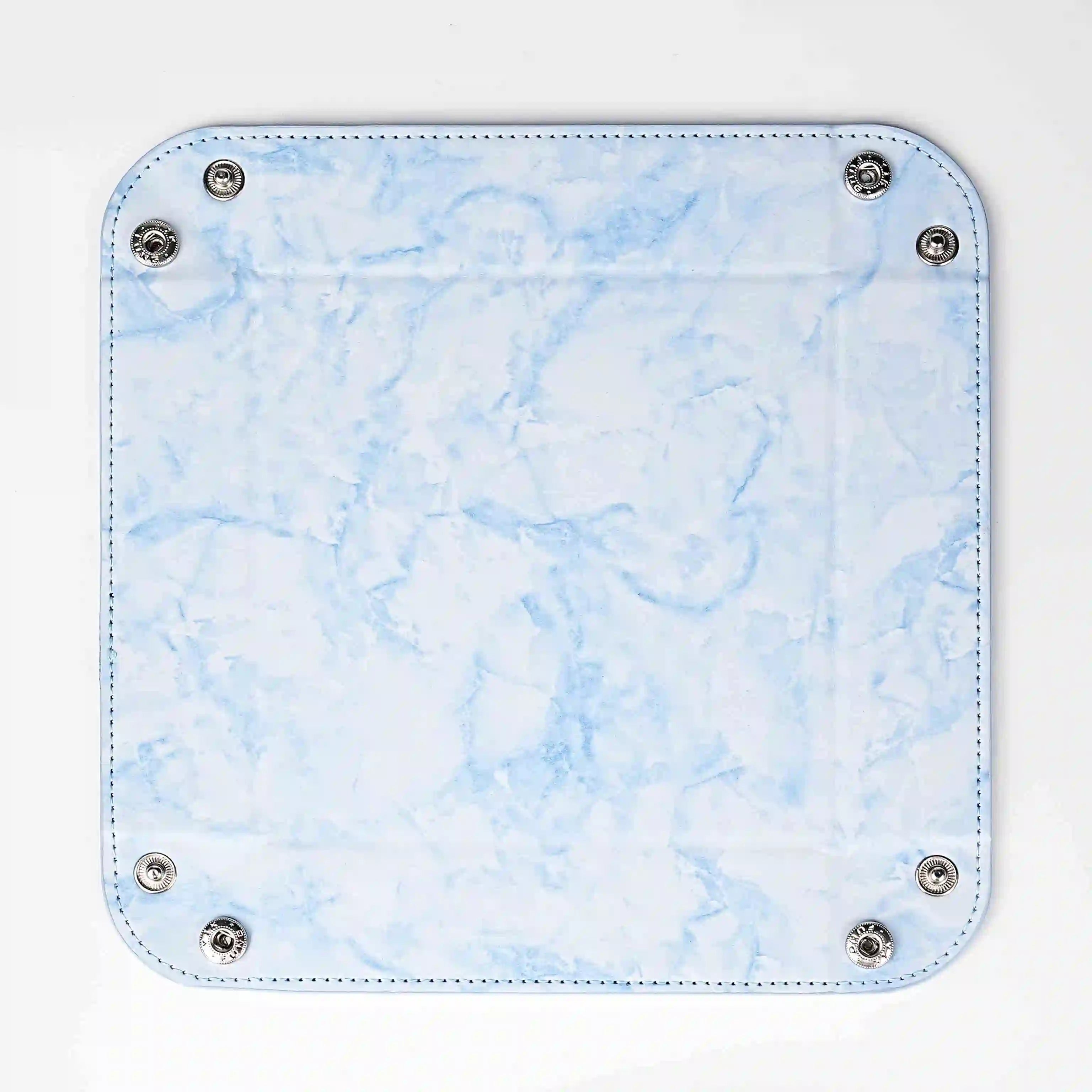 Square Design - Blue Stonegrain Leather Folding Dice Tray | Bear Dice