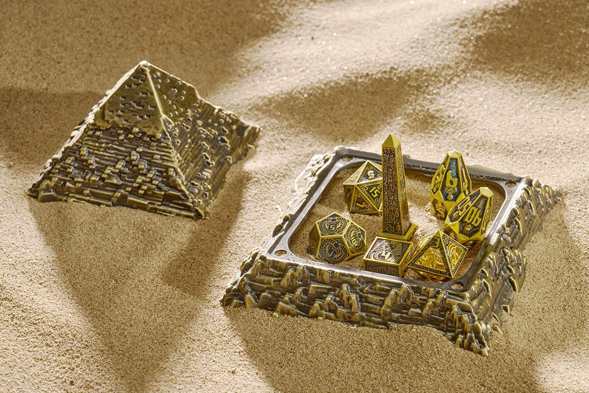 Legacy of the Pharaoh Unique Retro Metal Dice Set – Ancient Egypt RPG Dice