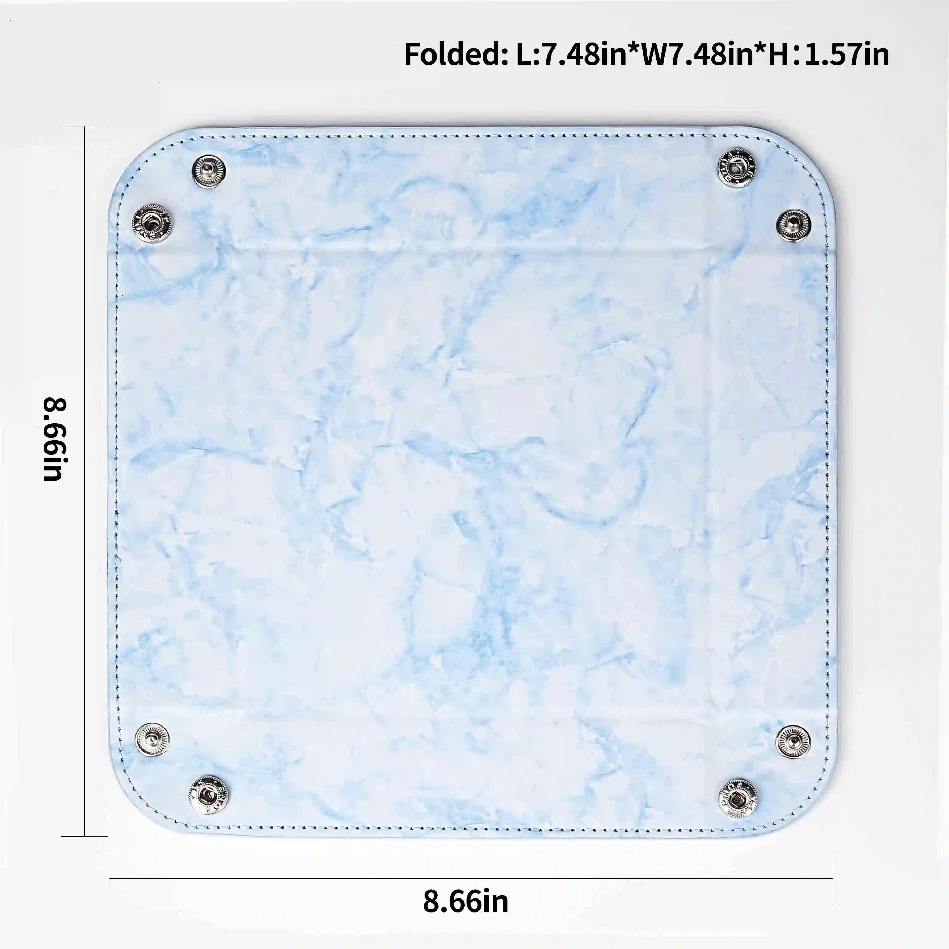 Square Design - Blue Stonegrain Leather Folding Dice Tray Size Chart | Bear Dice