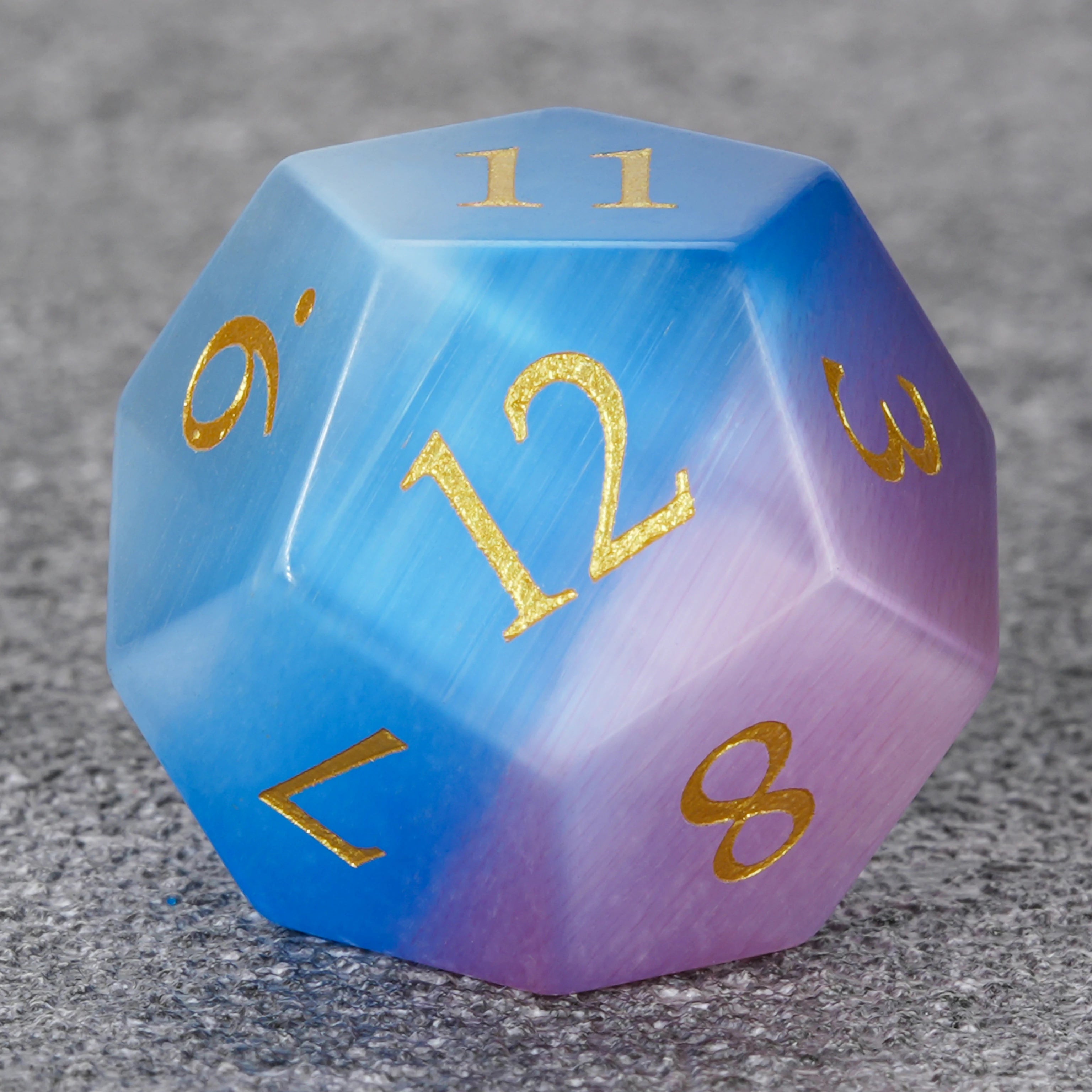 Pink-Aquamarine Cat's Eye Gemstone Dice Set