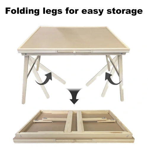 27-Inch Tall Wooden Folding Puzzle Table with Foldable Legs | Bear Dice