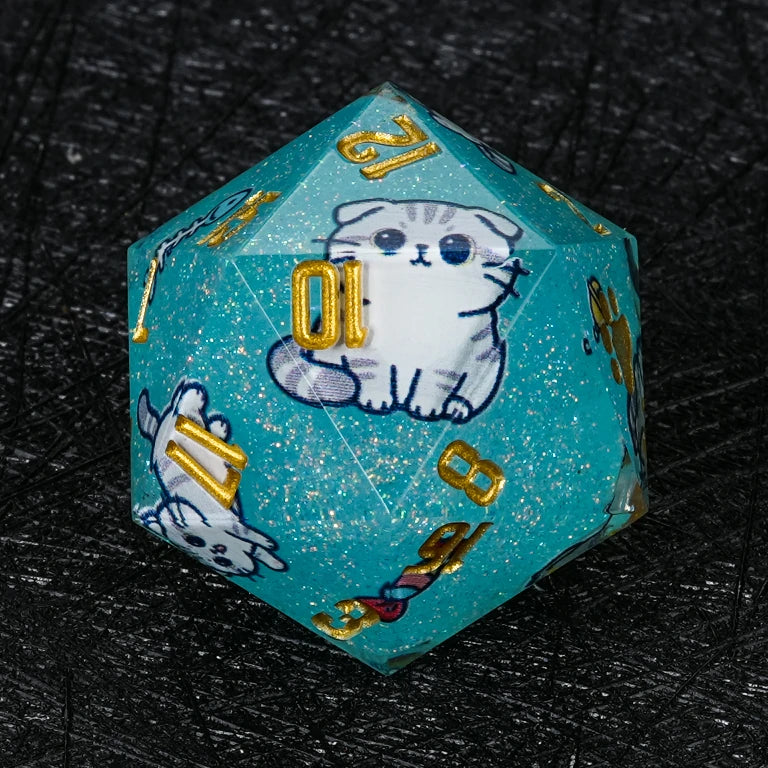 Kickstarter Dice — Scottish Fold Cat Polyhedral DND Resin Dice Set