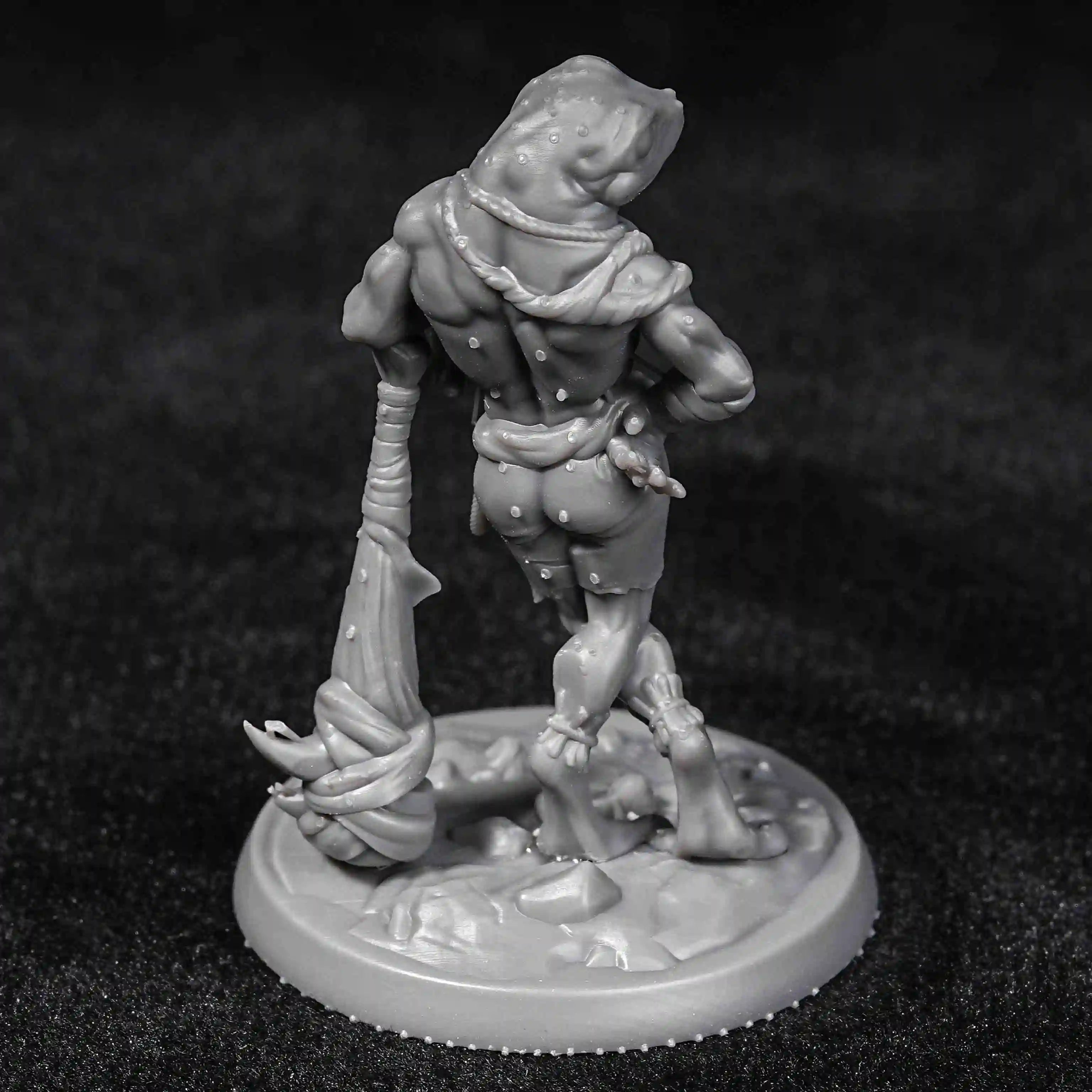 Fairy fantasy style 3D printed model DND Frog Warrior chess pieces
