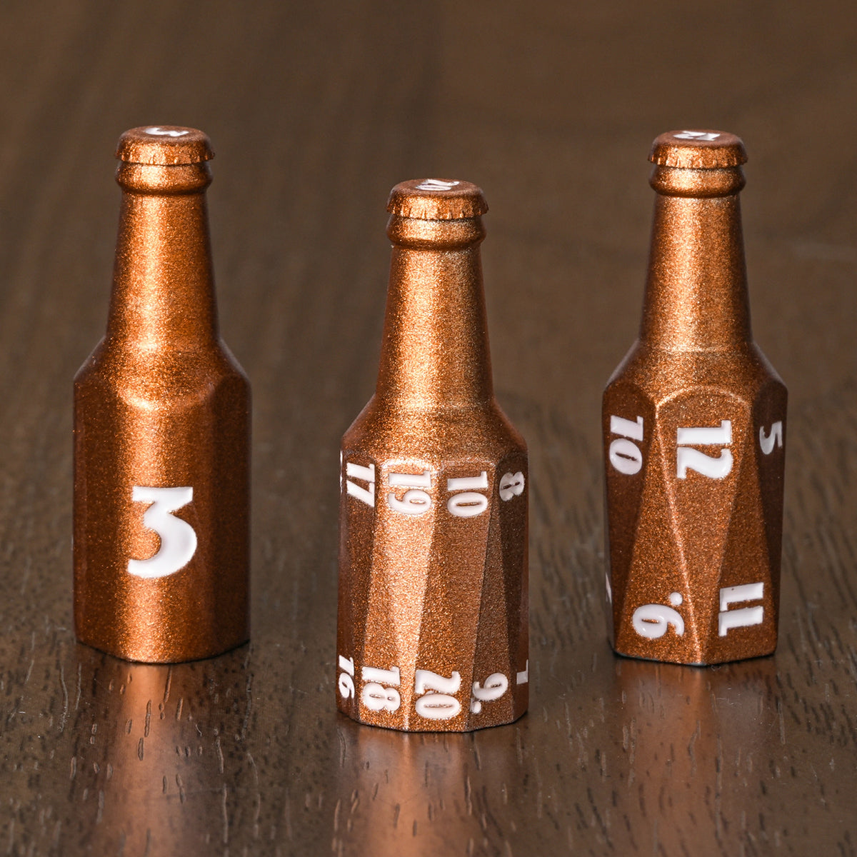 Kickstarter Dice - Unique Spray-Painted Metal Beer Bottle Dice Set