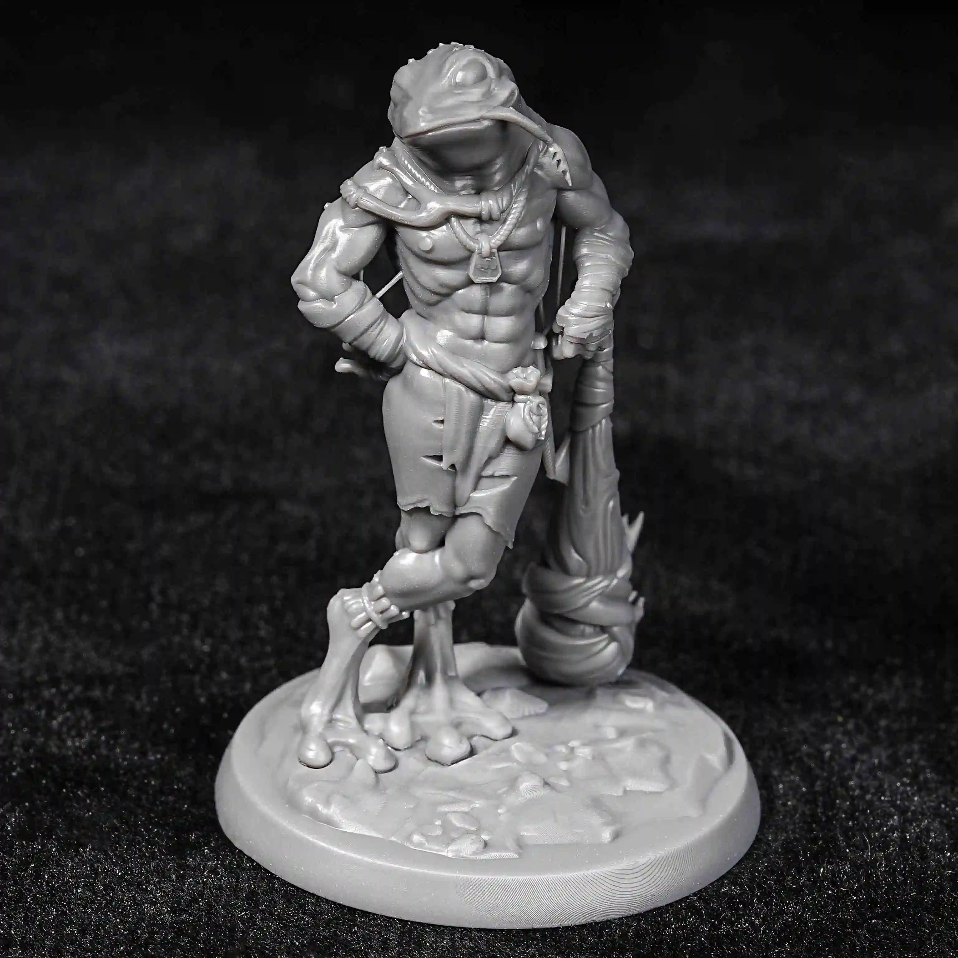 Fairy fantasy style 3D printed model DND Frog Warrior chess pieces