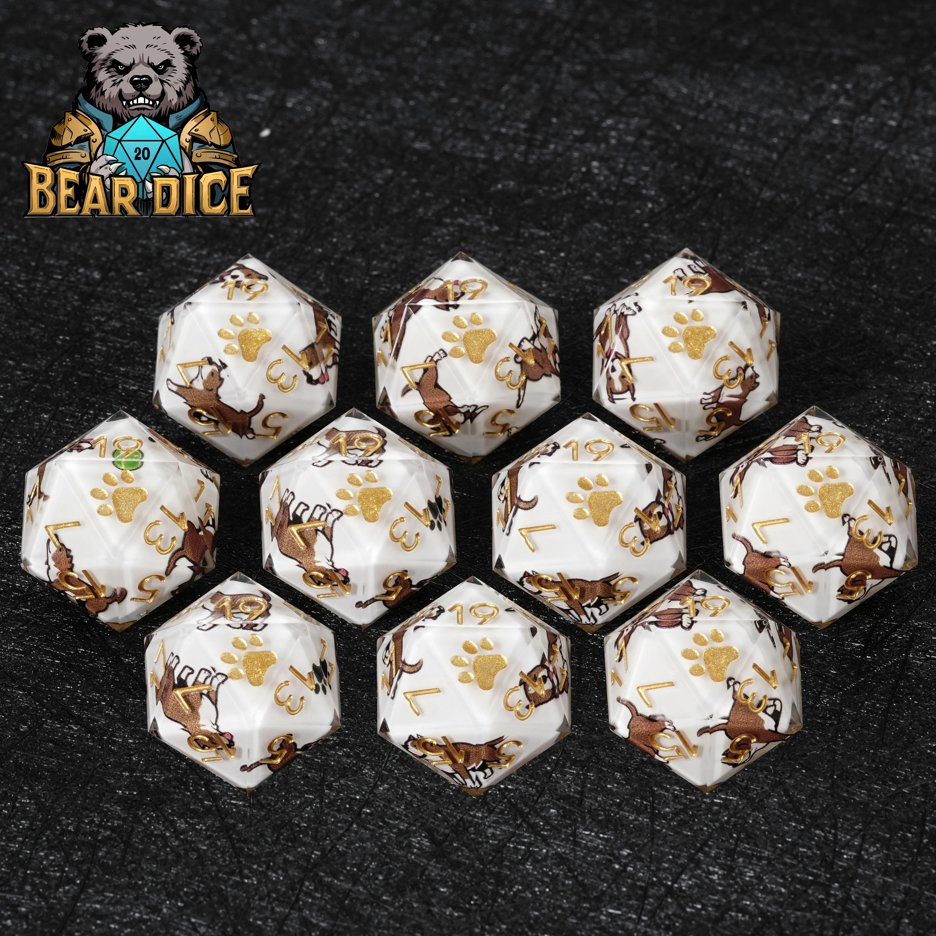 White Opal Resin DnD Dice Set | 7-Piece Polyhedral Dice for D&D & RPG