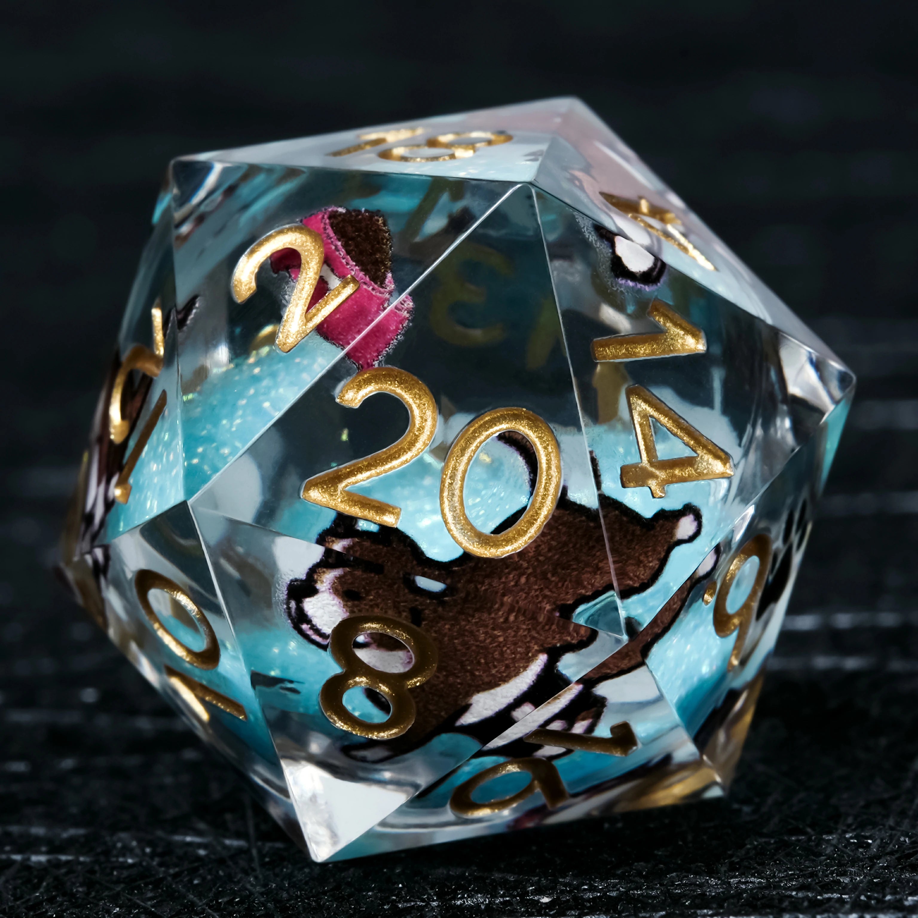 American Pit Bull Blue Liquid-Core Resin Dice Set | Gold Numbers for D&D & RPG